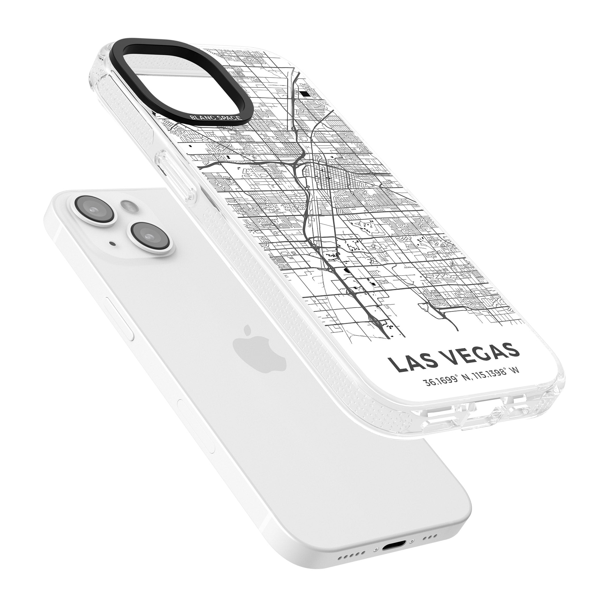 Map of Las Vegas, Nevada iPhone 15 / 14 / 13 Clear Case Impact Air - Blanc Space