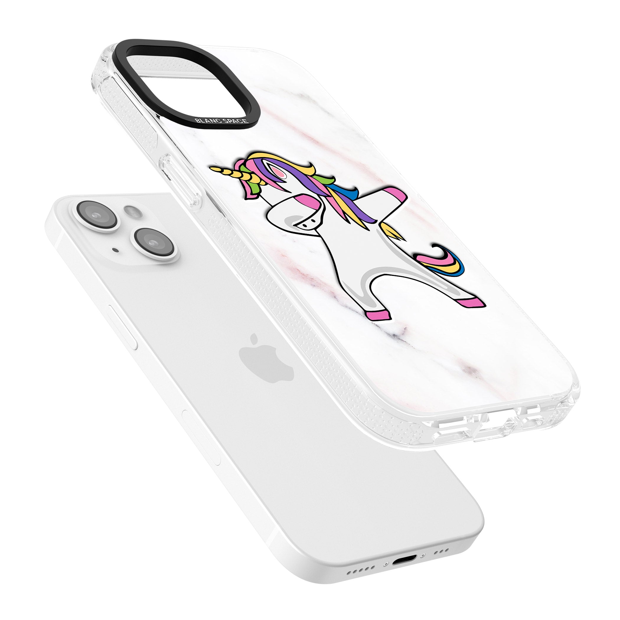 Designer Marble Unicorn Dab iPhone 15 / 14 / 13 Clear Case Impact Air - Blanc Space