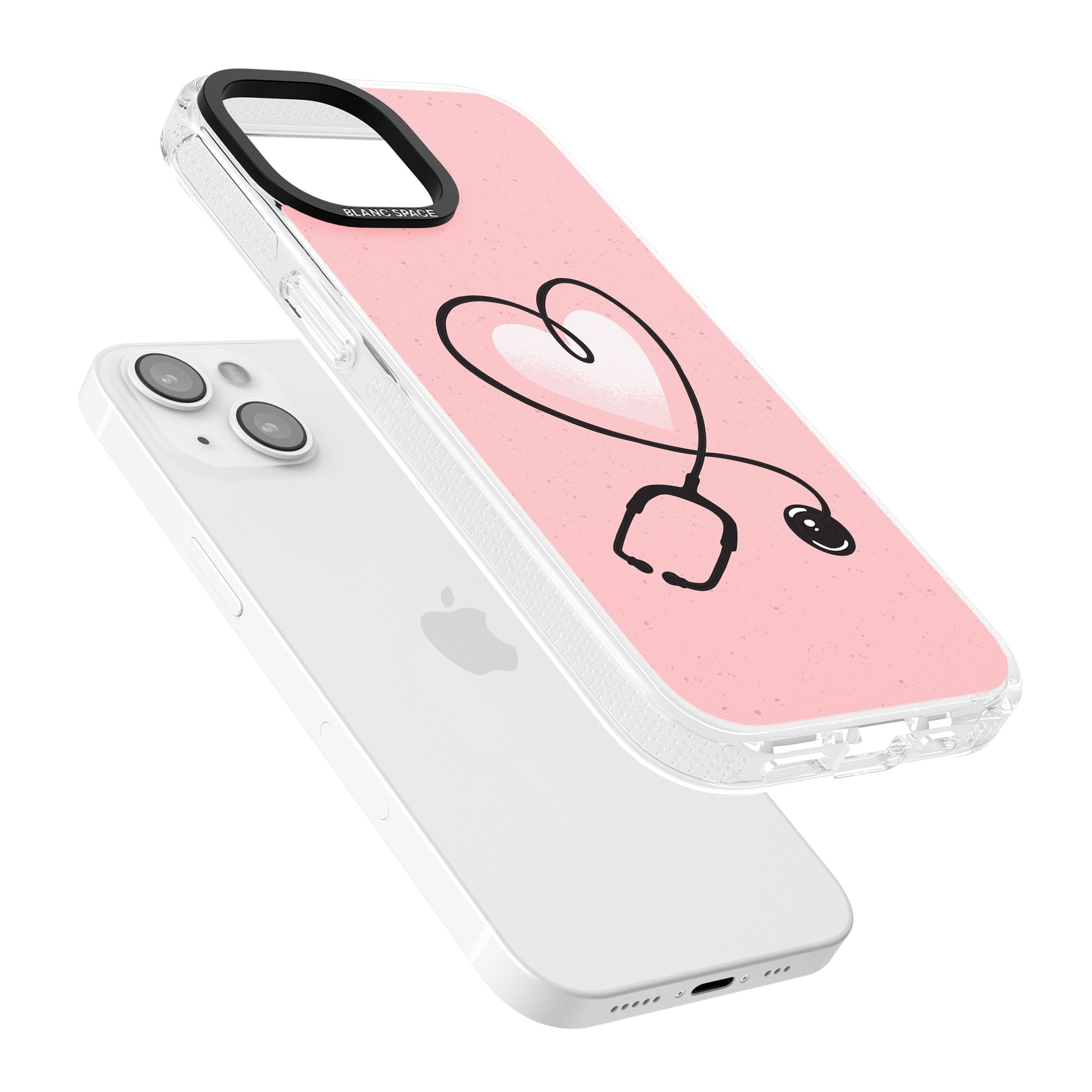 Medical Inspired Design Stethoscope Heart iPhone 15 / 14 / 13 Clear Case Impact Air - Blanc Space