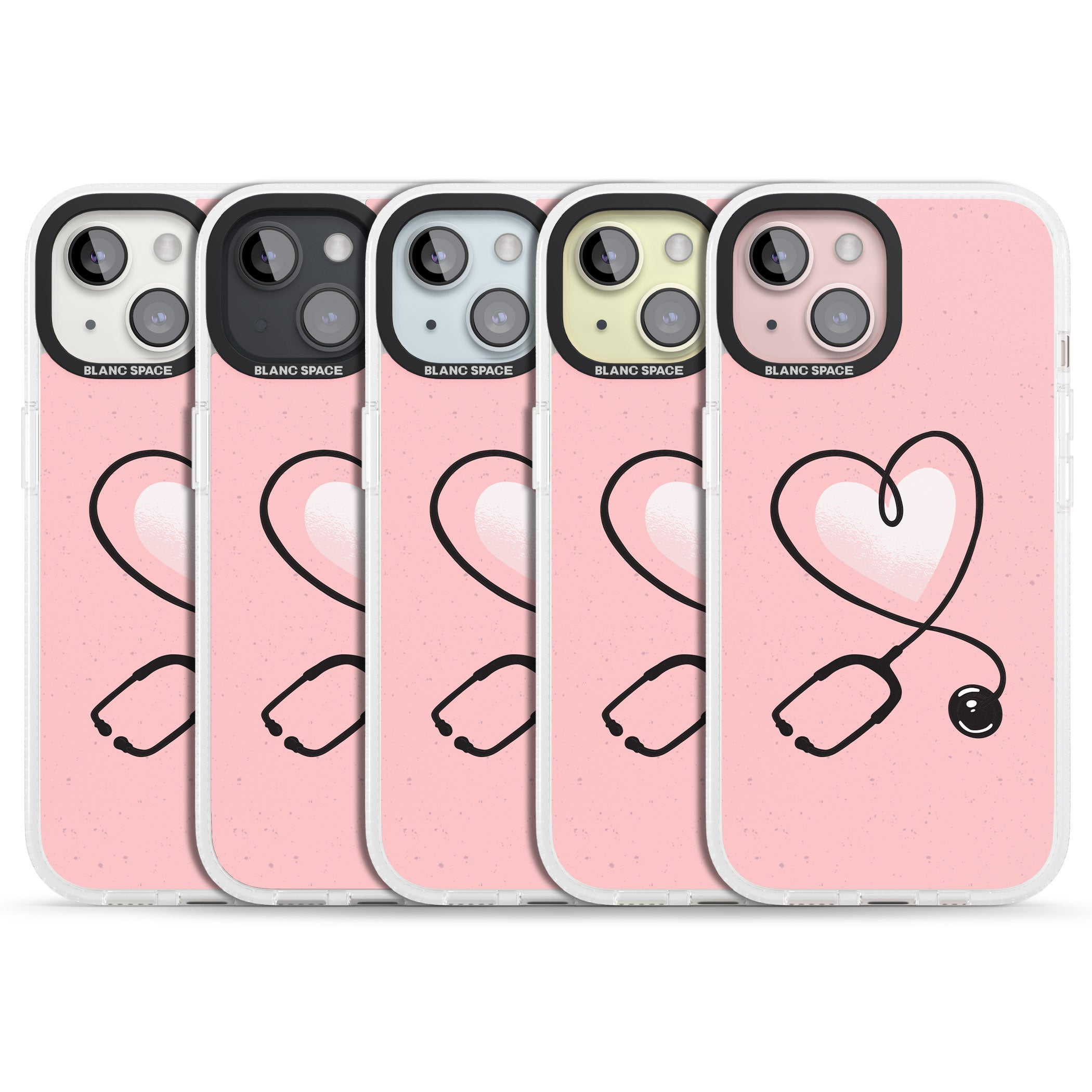 Medical Inspired Design Stethoscope Heart iPhone 15 / 14 / 13 Clear Case Impact Air - Blanc Space