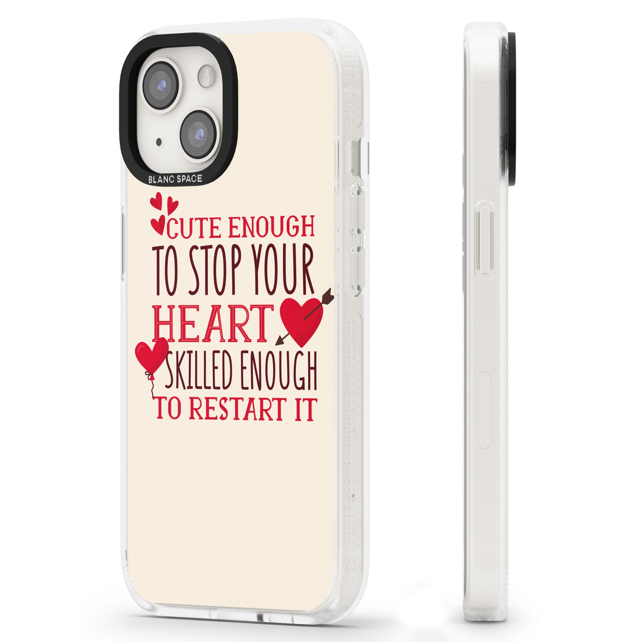 Medical Design Cute Enough to Stop Your Heart iPhone 15 / 14 / 13 Clear Case Impact Air - Blanc Space