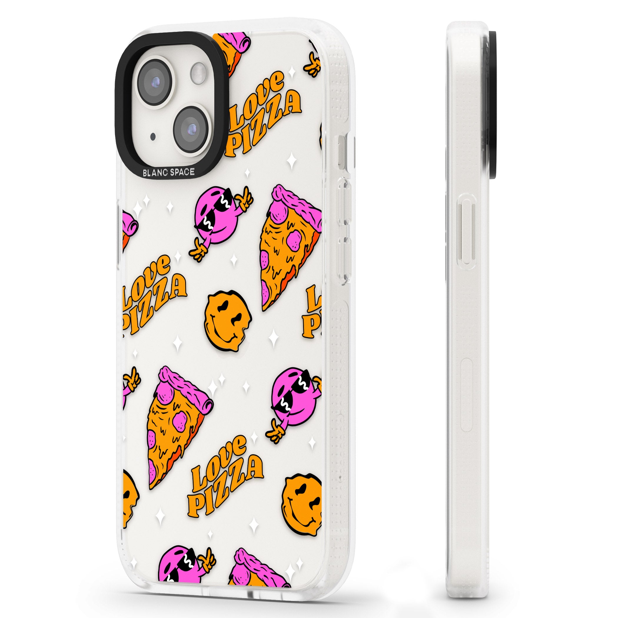 Psychedelic Love Pizza Pattern (Clear) iPhone 15 / 14 / 13 Clear Case Impact Air - Blanc Space