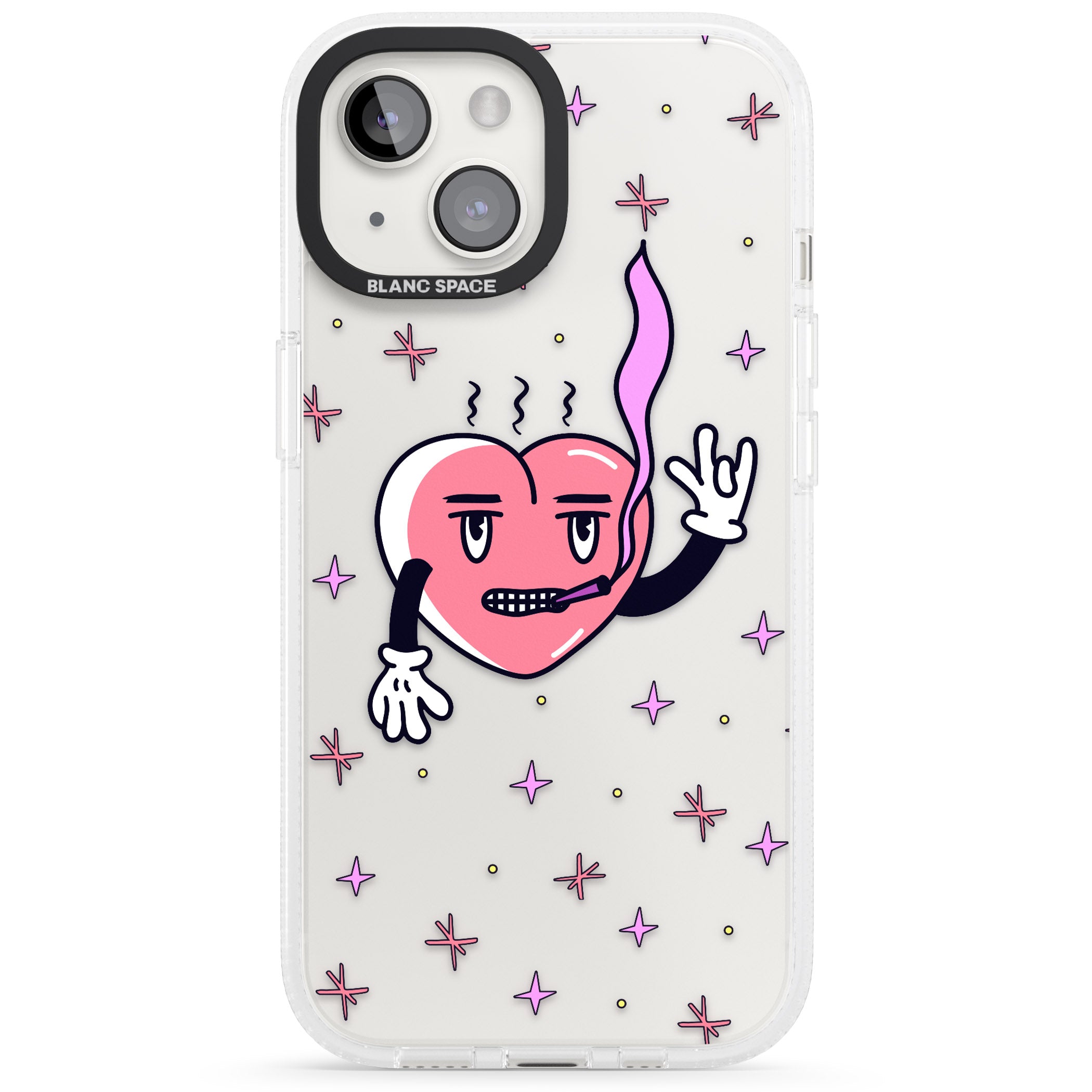 Rock n Roll Heart (Clear) iPhone 15 / 14 / 13 Clear Case Impact Air - Blanc Space