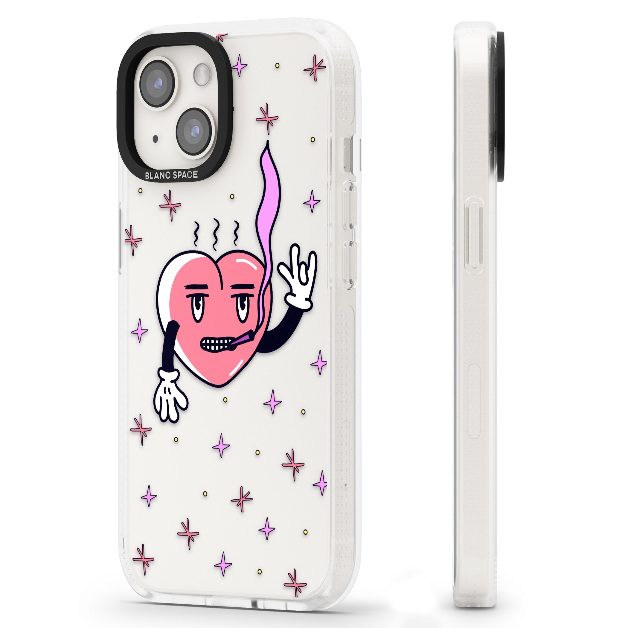 Rock n Roll Heart (Clear) iPhone 15 / 14 / 13 Clear Case Impact Air - Blanc Space