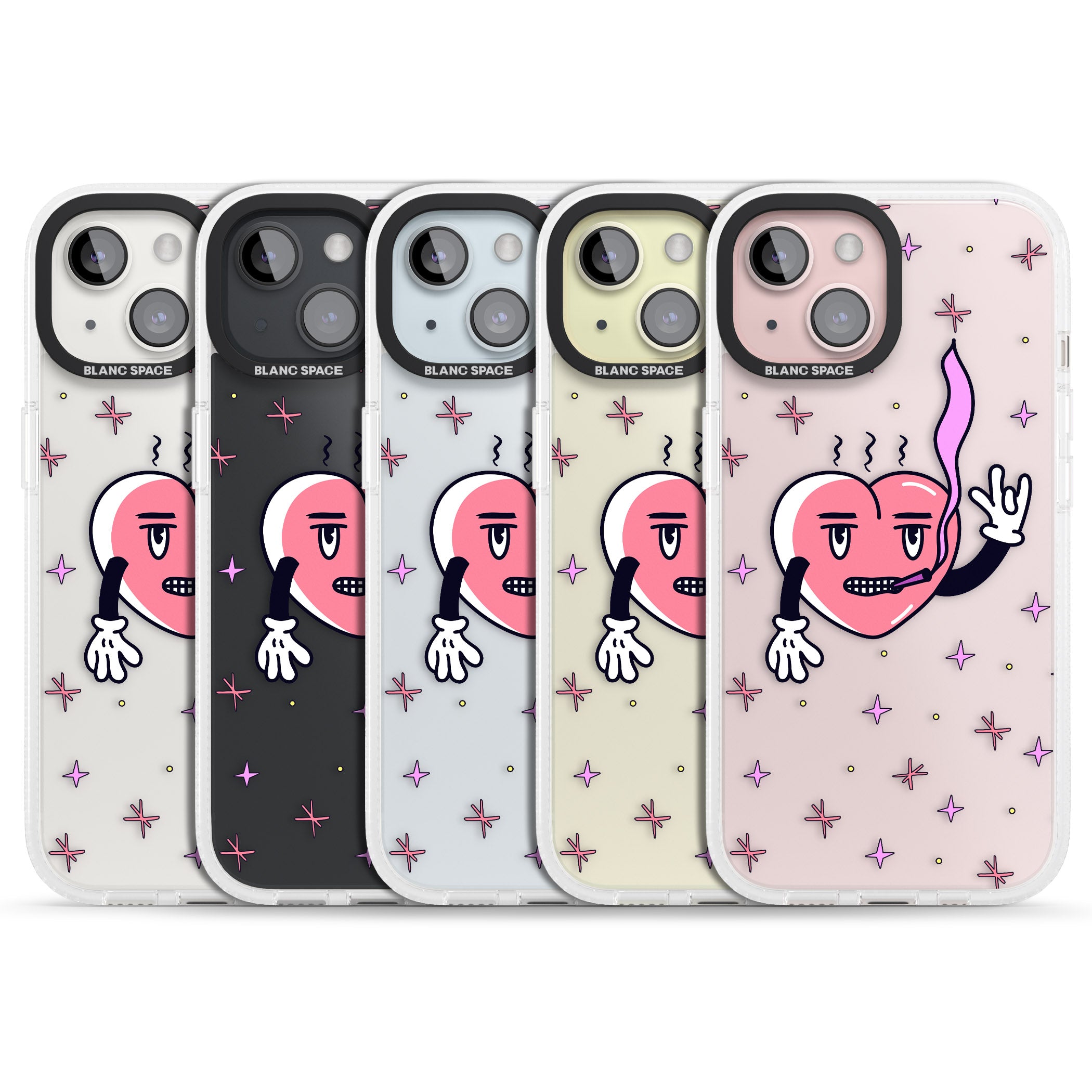 Rock n Roll Heart (Clear) iPhone 15 / 14 / 13 Clear Case Impact Air - Blanc Space
