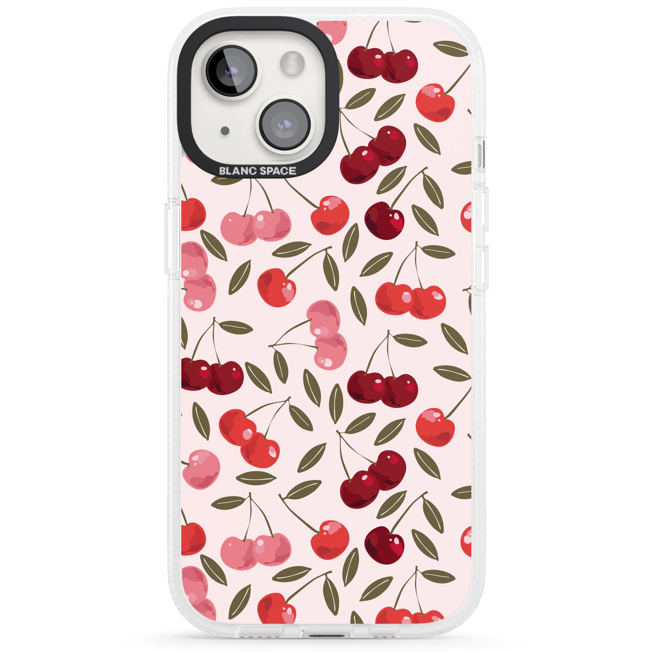 Fruity & Fun Patterns Cherries iPhone 15 / 14 / 13 Clear Case Impact Air - Blanc Space