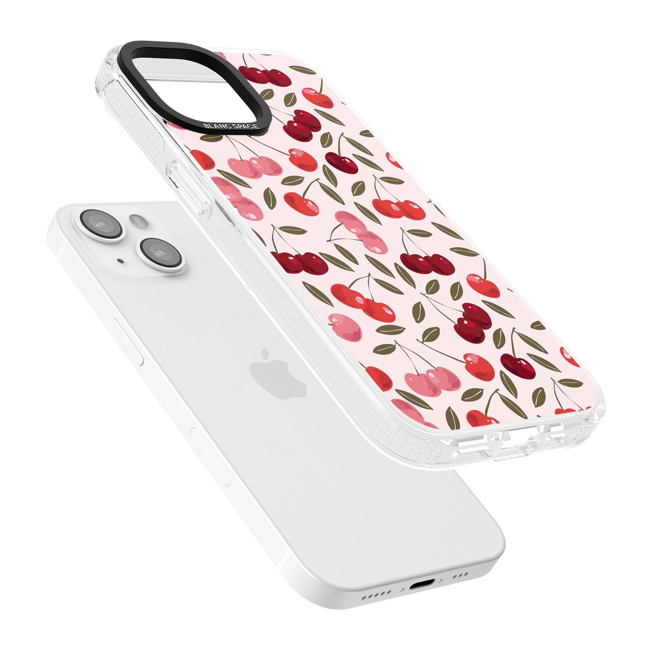 Fruity & Fun Patterns Cherries iPhone 15 / 14 / 13 Clear Case Impact Air - Blanc Space