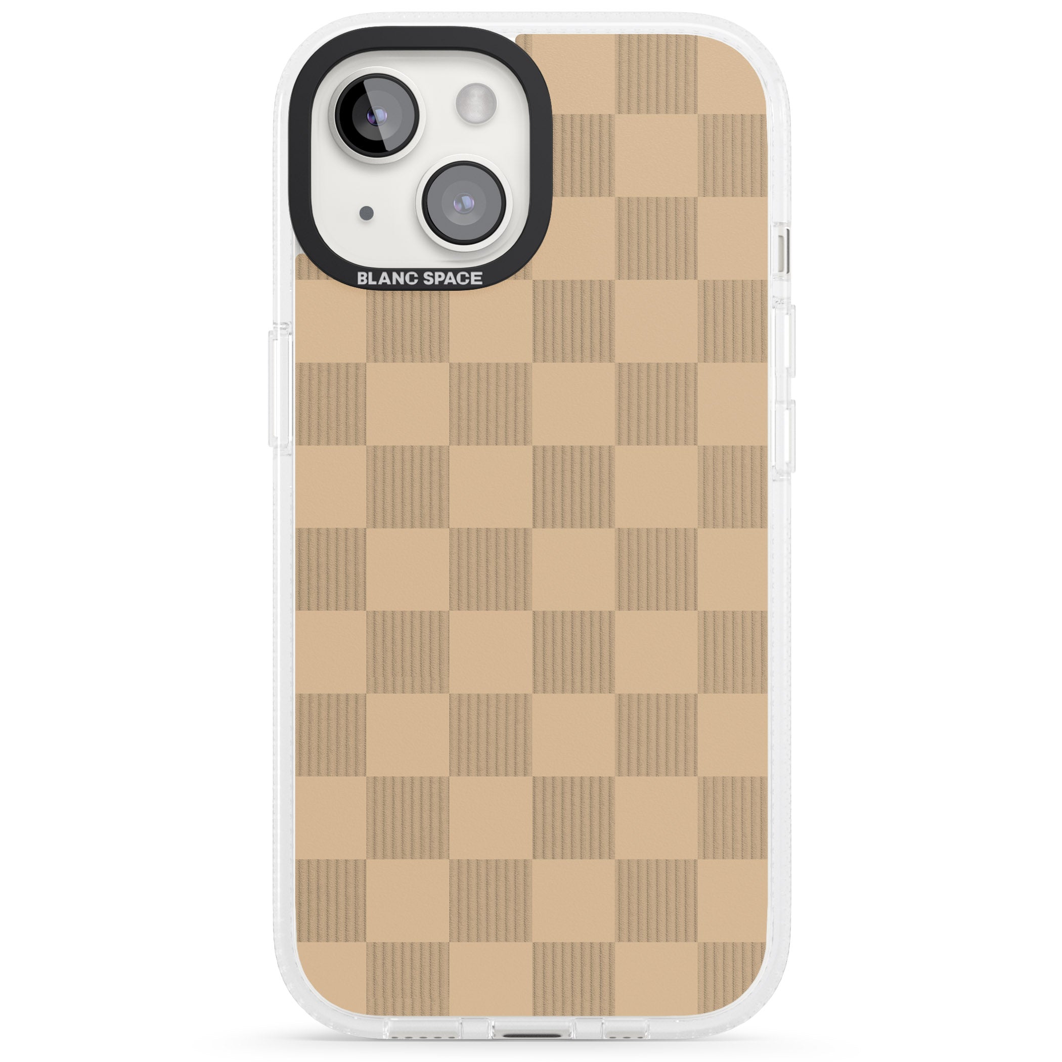 BEIGE CHECKERED iPhone 15 / 14 / 13 Clear Case Impact Air - Blanc Space