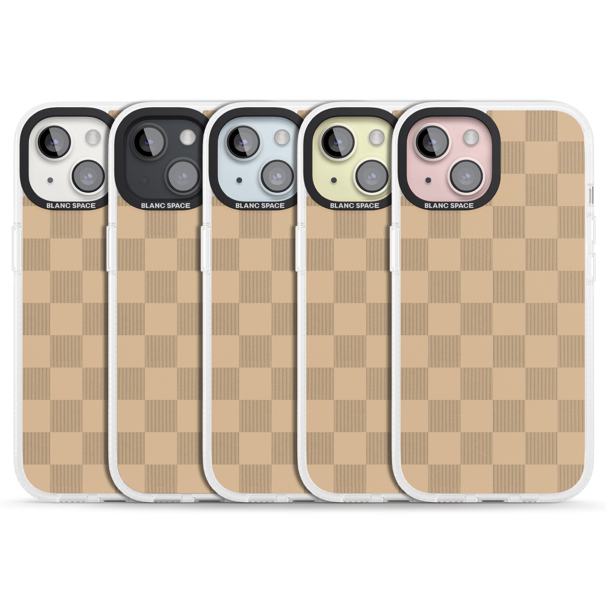 BEIGE CHECKERED iPhone 15 / 14 / 13 Clear Case Impact Air - Blanc Space