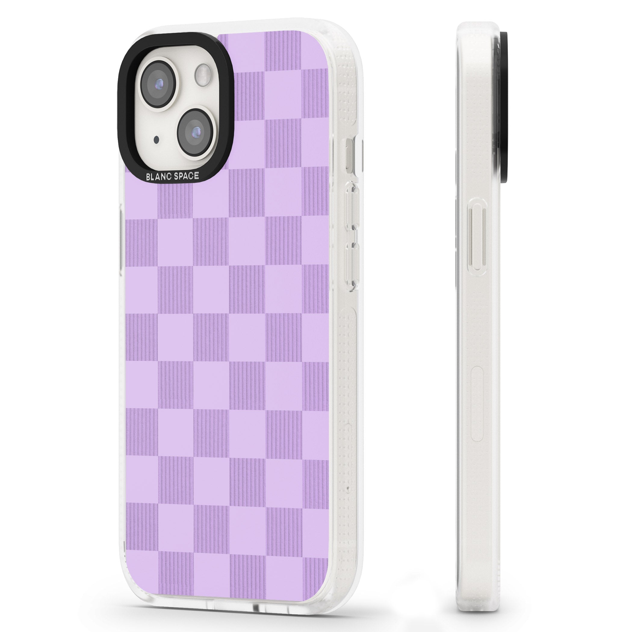 LILAC CHECKERED iPhone 15 / 14 / 13 Clear Case Impact Air - Blanc Space