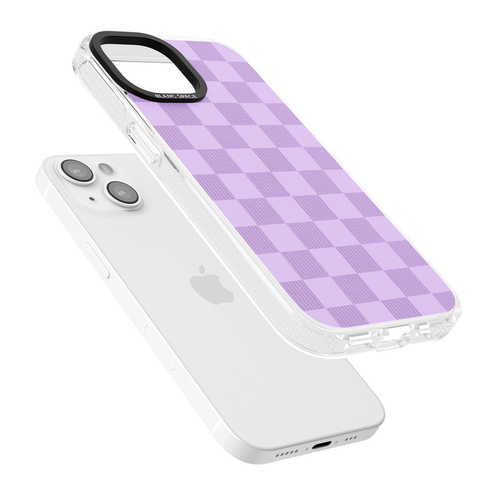 LILAC CHECKERED iPhone 15 / 14 / 13 Clear Case Impact Air - Blanc Space
