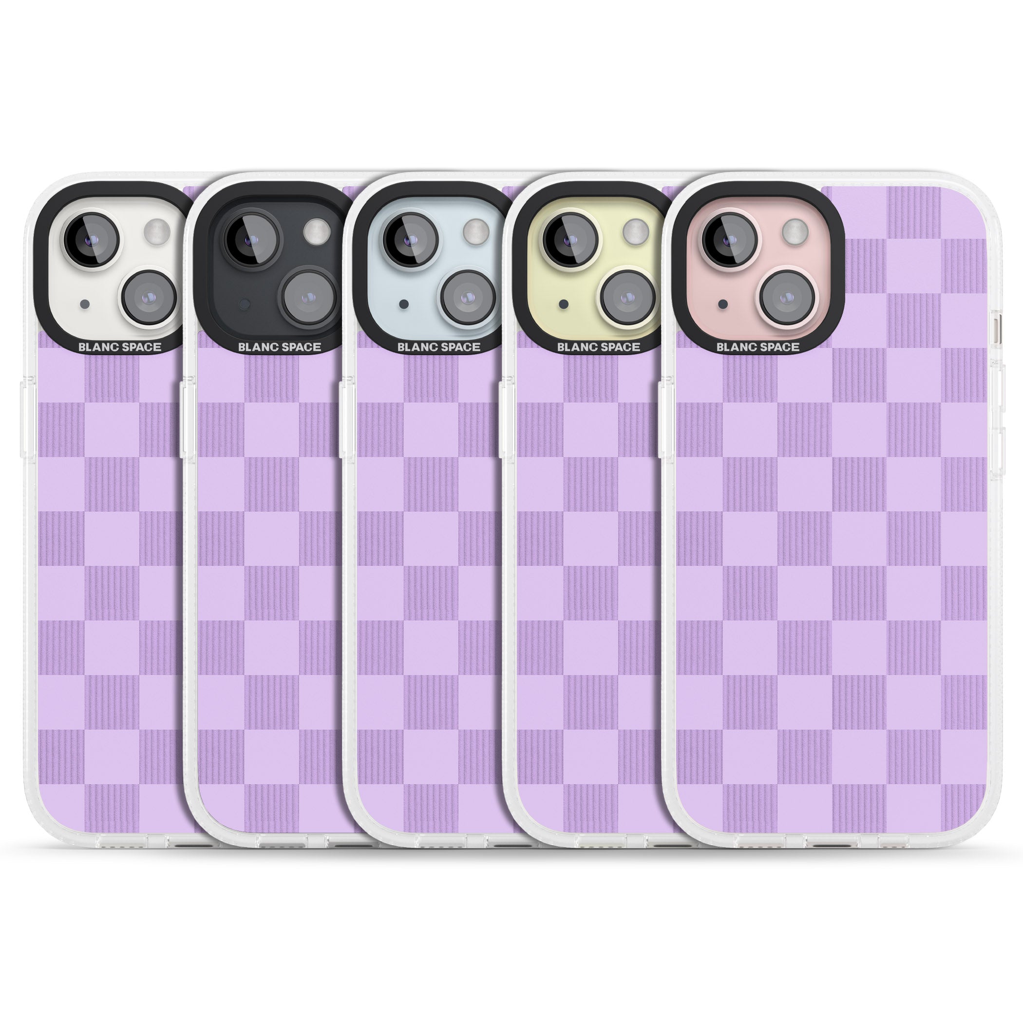 LILAC CHECKERED iPhone 15 / 14 / 13 Clear Case Impact Air - Blanc Space