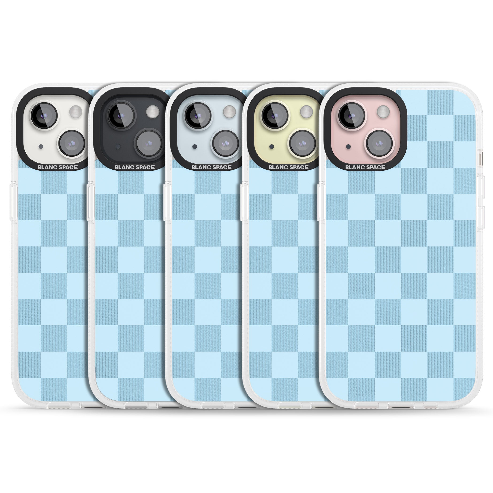 SKYBLUE CHECKERED iPhone 15 / 14 / 13 Clear Case Impact Air - Blanc Space