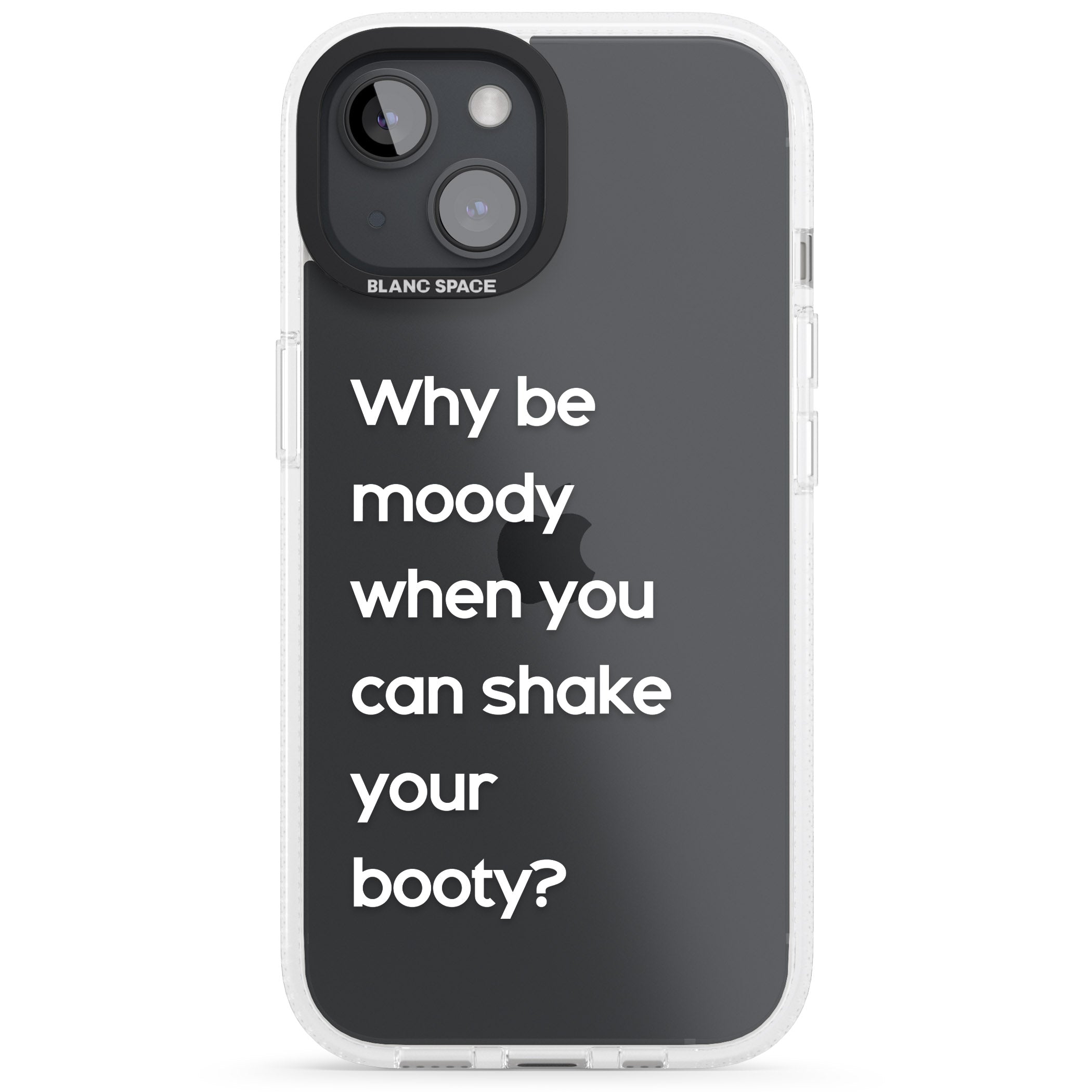 Why be moody? (White) iPhone 15 / 14 / 13 Clear Case Impact Air - Blanc Space