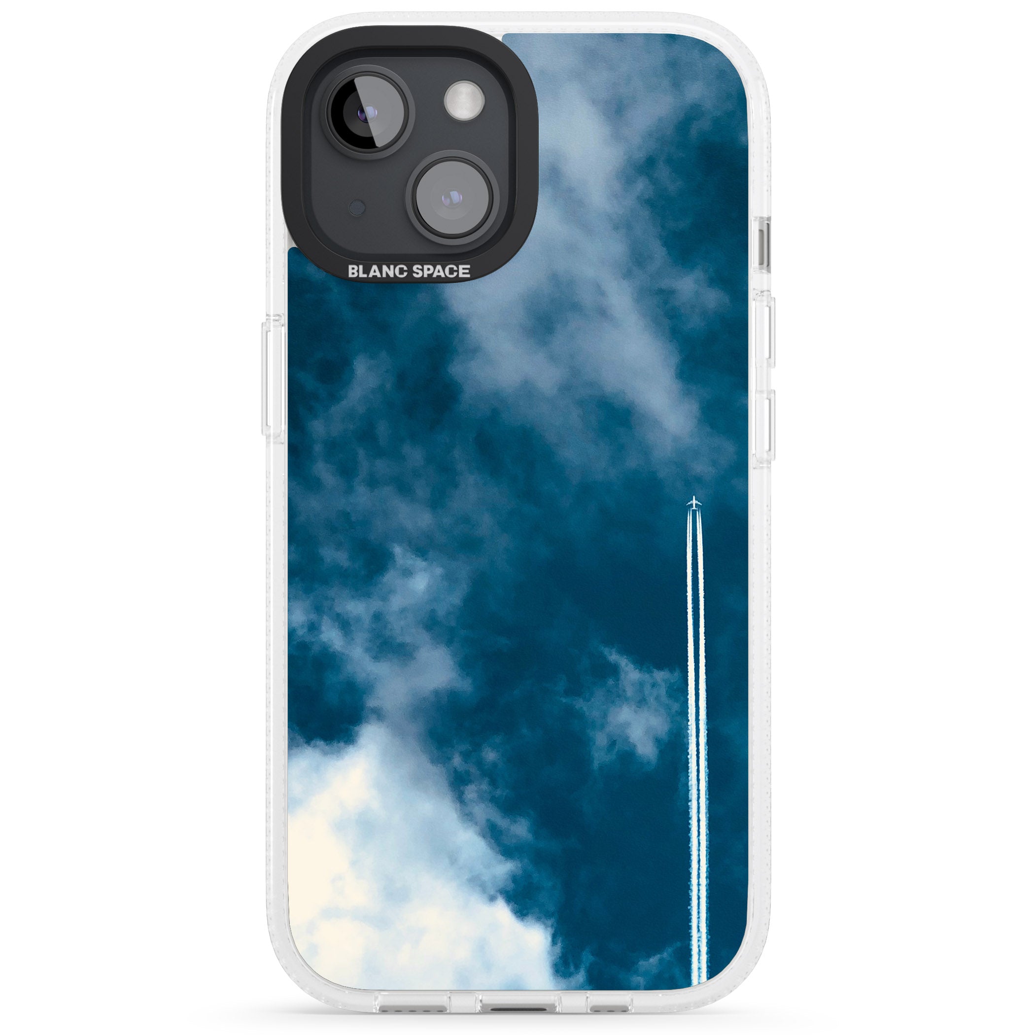Plane in Cloudy Sky Photograph iPhone 15 / 14 / 13 Clear Case Impact Air - Blanc Space