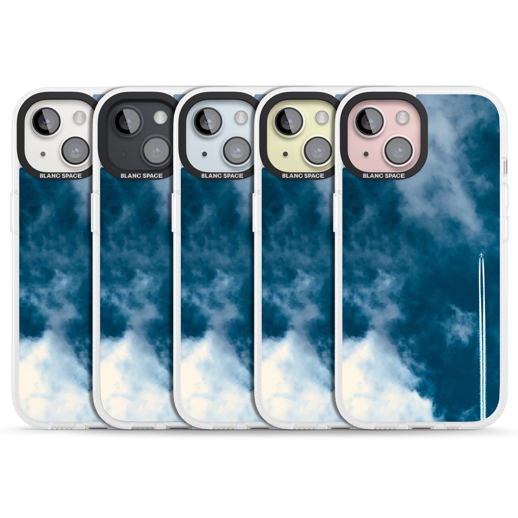 Plane in Cloudy Sky Photograph iPhone 15 / 14 / 13 Clear Case Impact Air - Blanc Space