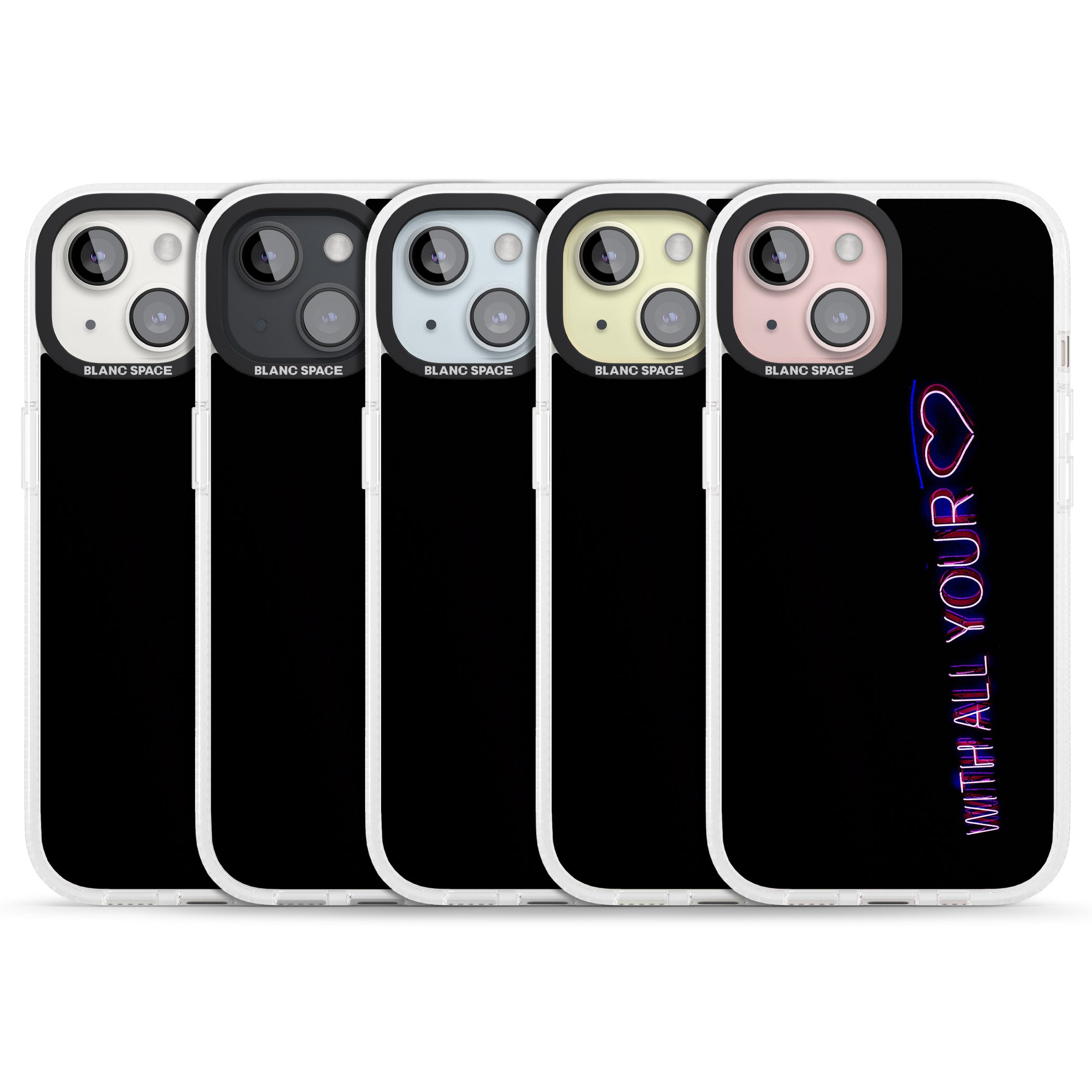 With All Your Heart Neon Sign iPhone 15 / 14 / 13 Clear Case Impact Air - Blanc Space