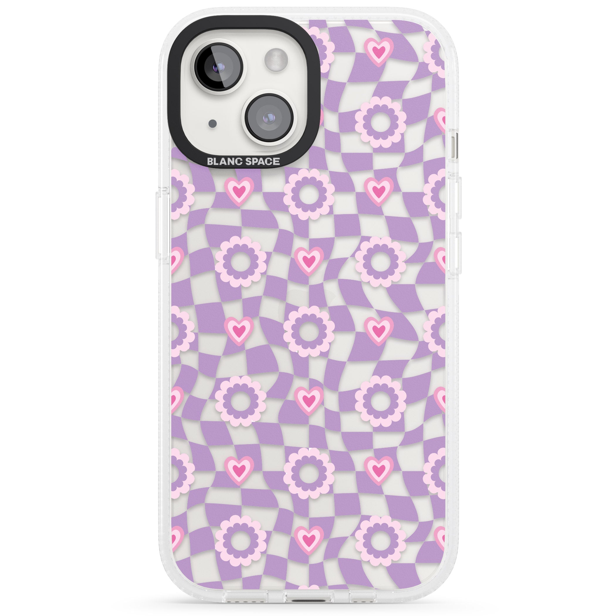 Checkered Love Pattern iPhone 15 / 14 / 13 Clear Case Impact Air - Blanc Space
