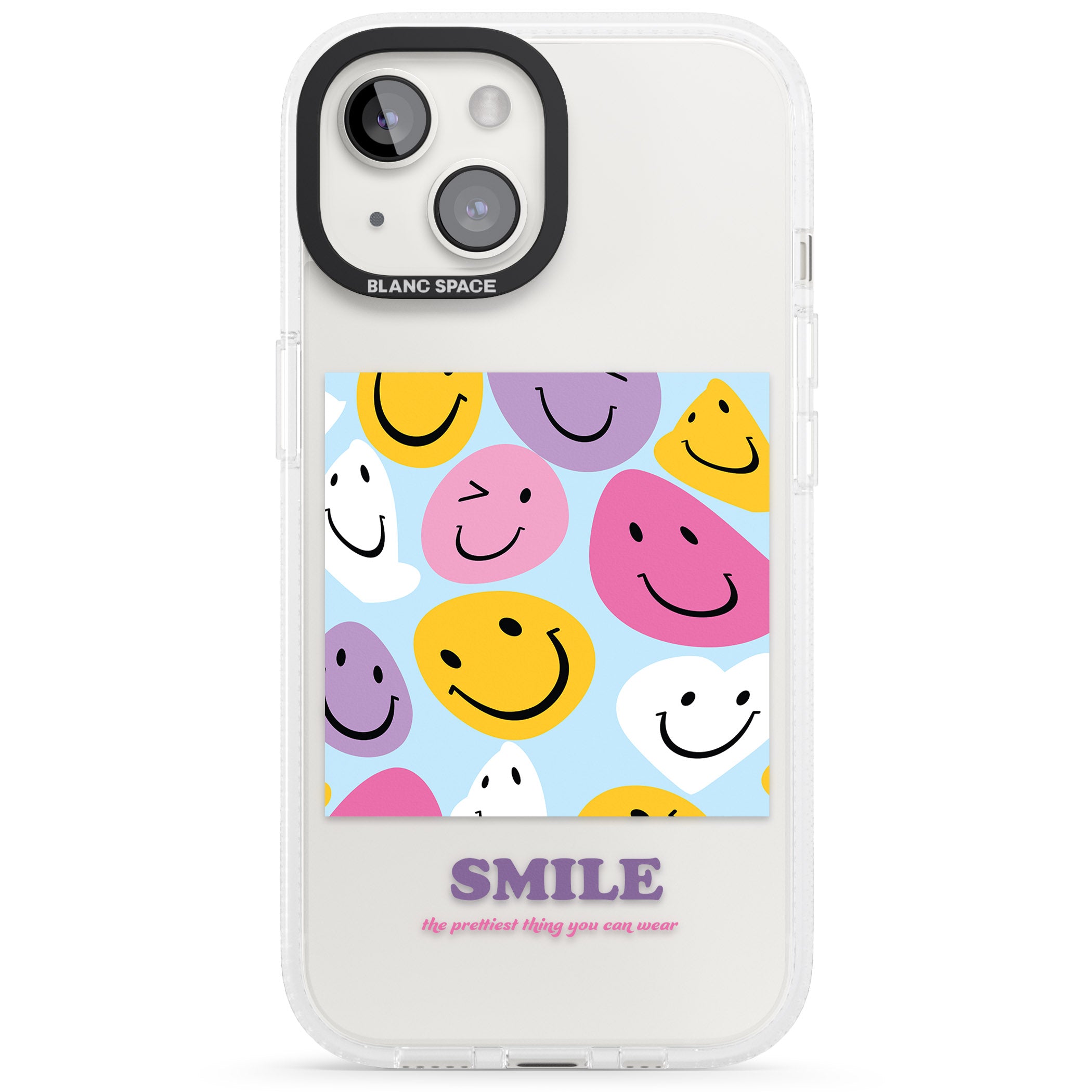 A Smile iPhone 15 / 14 / 13 Clear Case Impact Air - Blanc Space