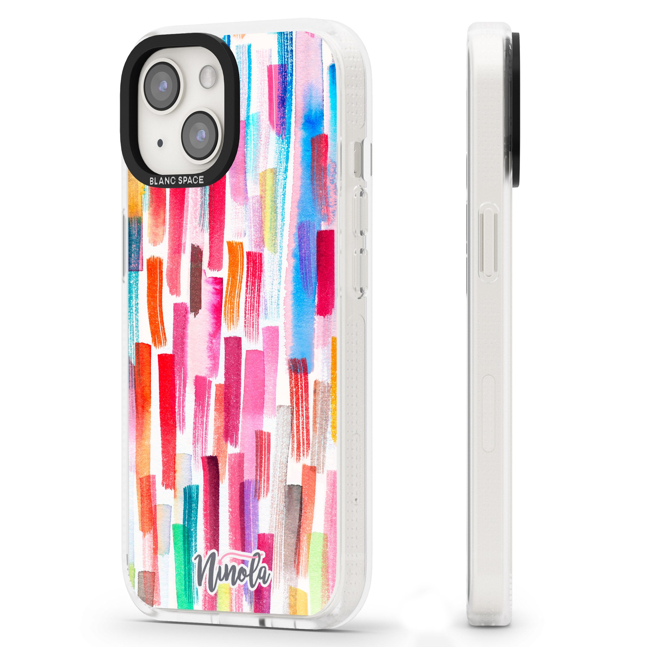 Colorful Brushstrokes iPhone 15 / 14 / 13 Clear Case Impact Air - Blanc Space