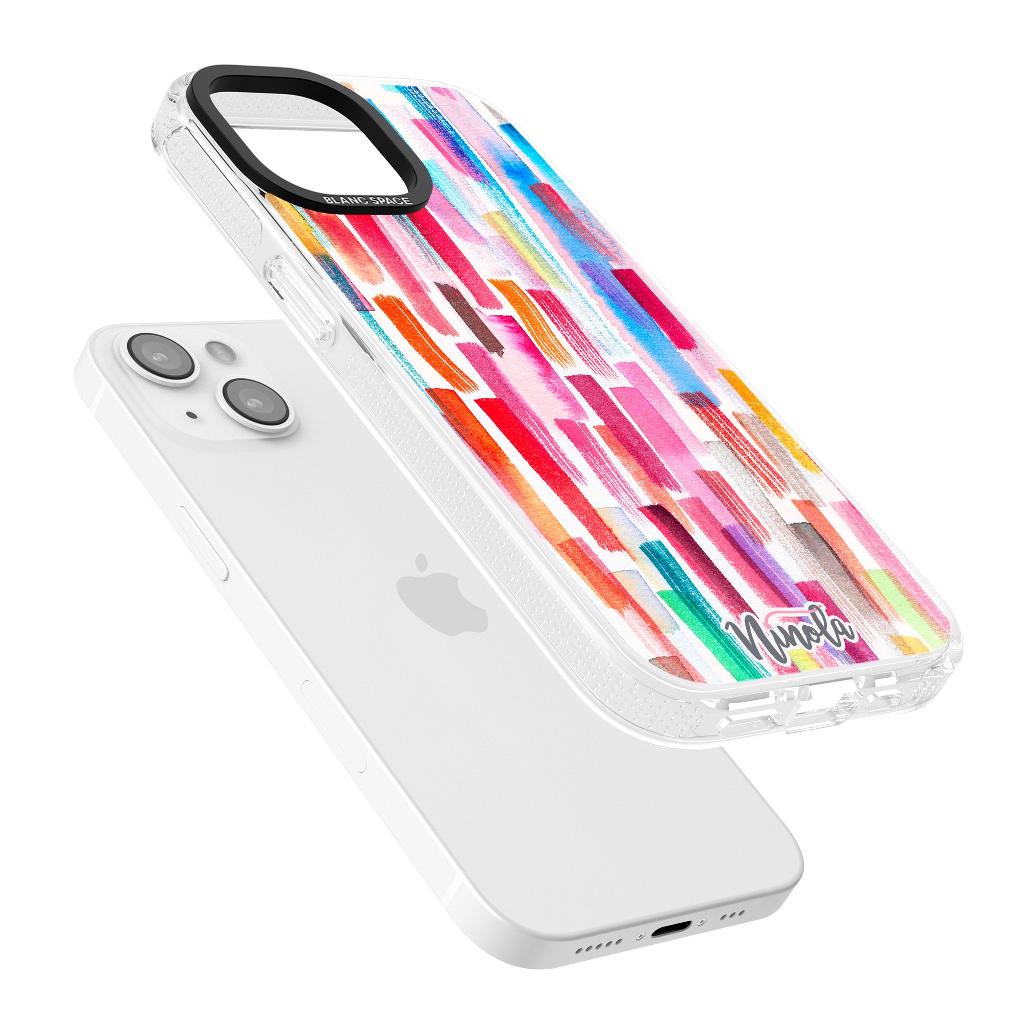 Colorful Brushstrokes iPhone 15 / 14 / 13 Clear Case Impact Air - Blanc Space