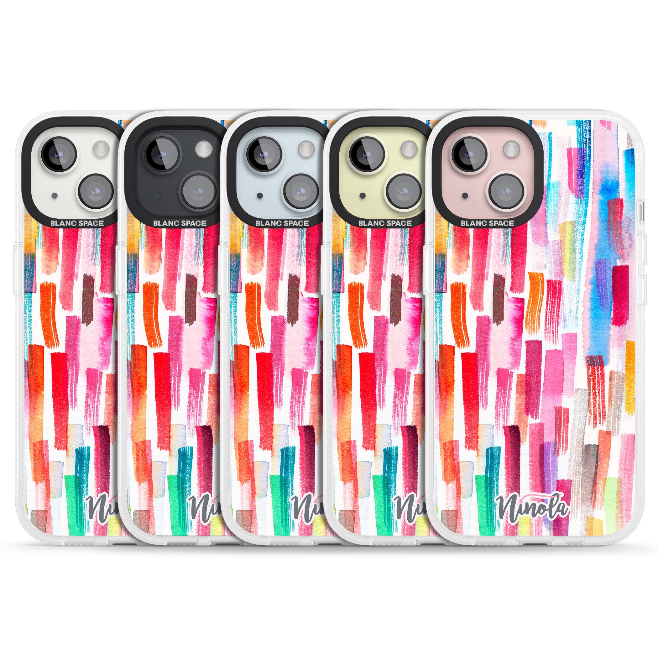 Colorful Brushstrokes iPhone 15 / 14 / 13 Clear Case Impact Air - Blanc Space