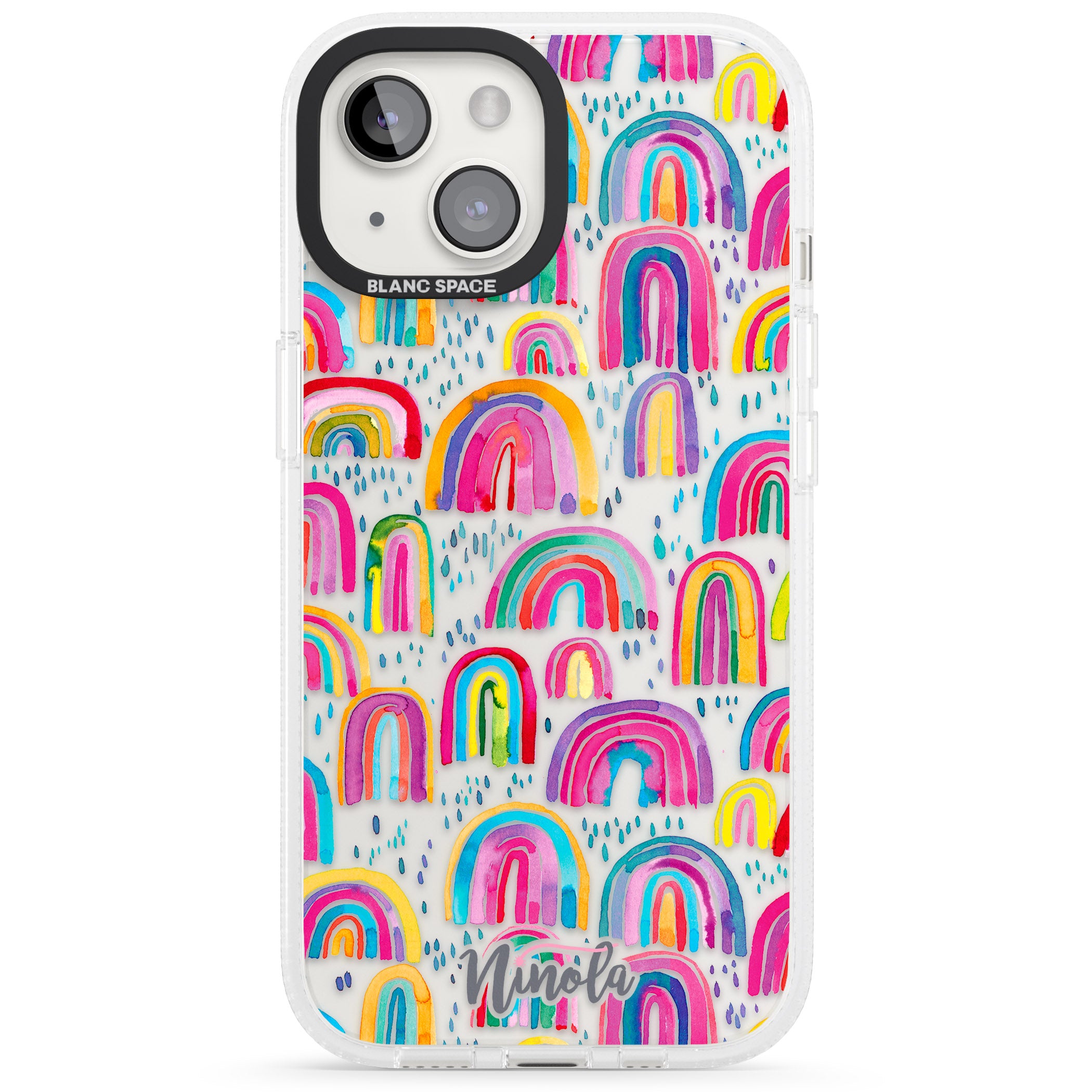 Cute Watercolor Rainbows iPhone 15 / 14 / 13 Clear Case Impact Air - Blanc Space