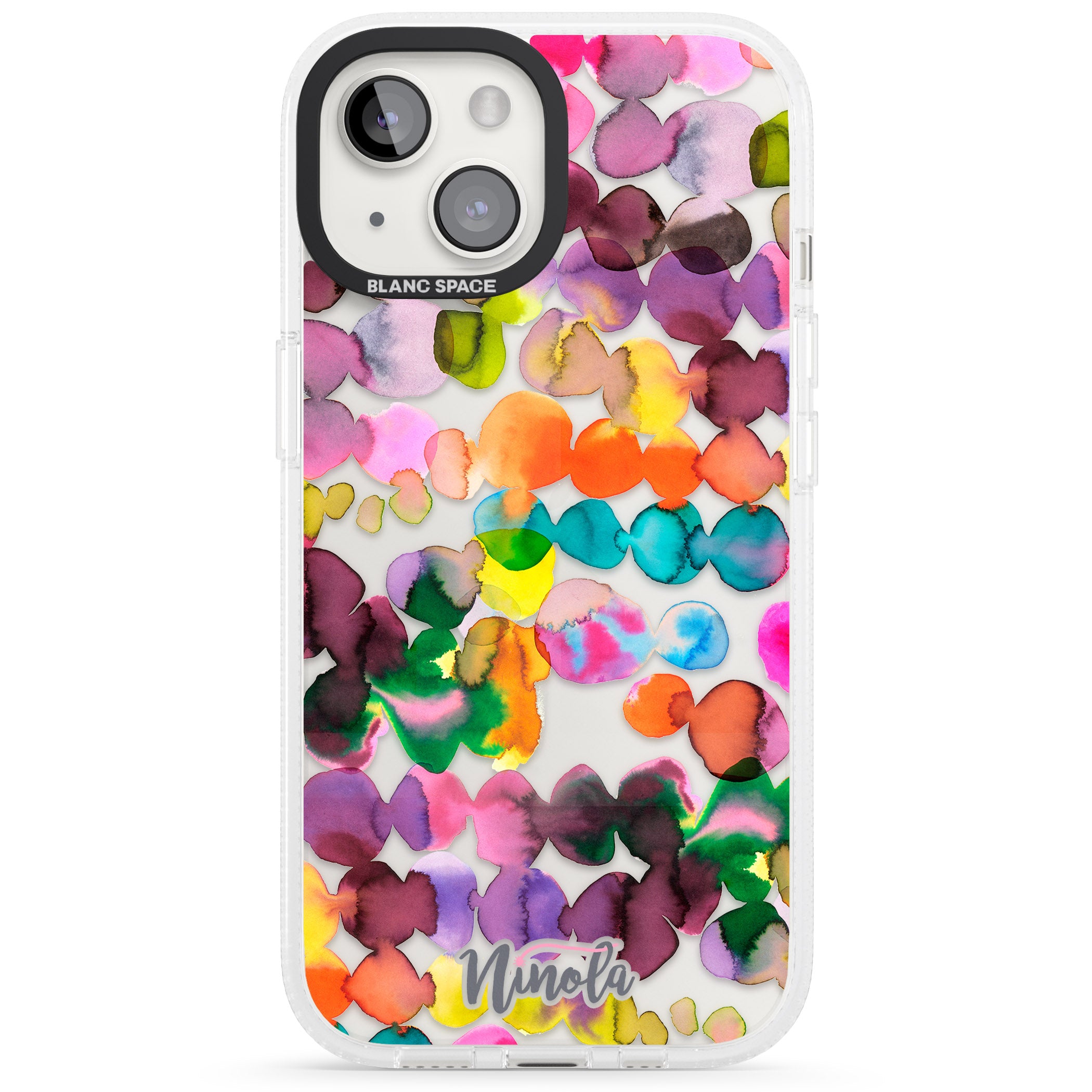 Ink Bleeding Dots iPhone 15 / 14 / 13 Clear Case Impact Air - Blanc Space