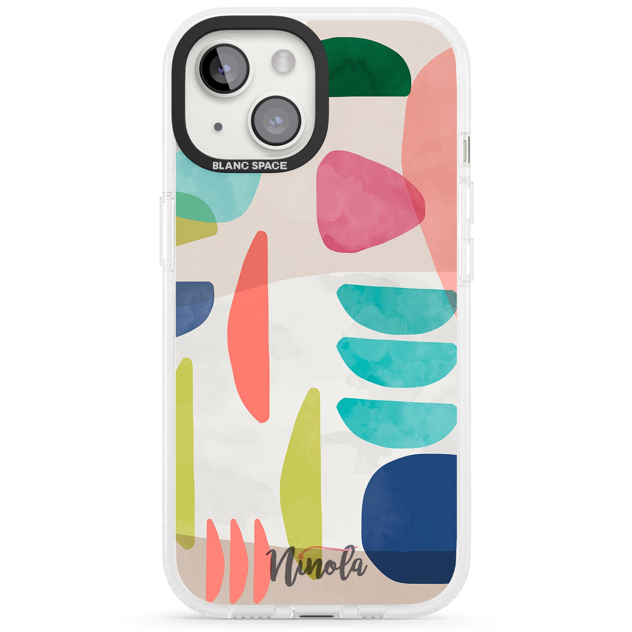 Organic Bold Shapes iPhone 15 / 14 / 13 Clear Case Impact Air - Blanc Space