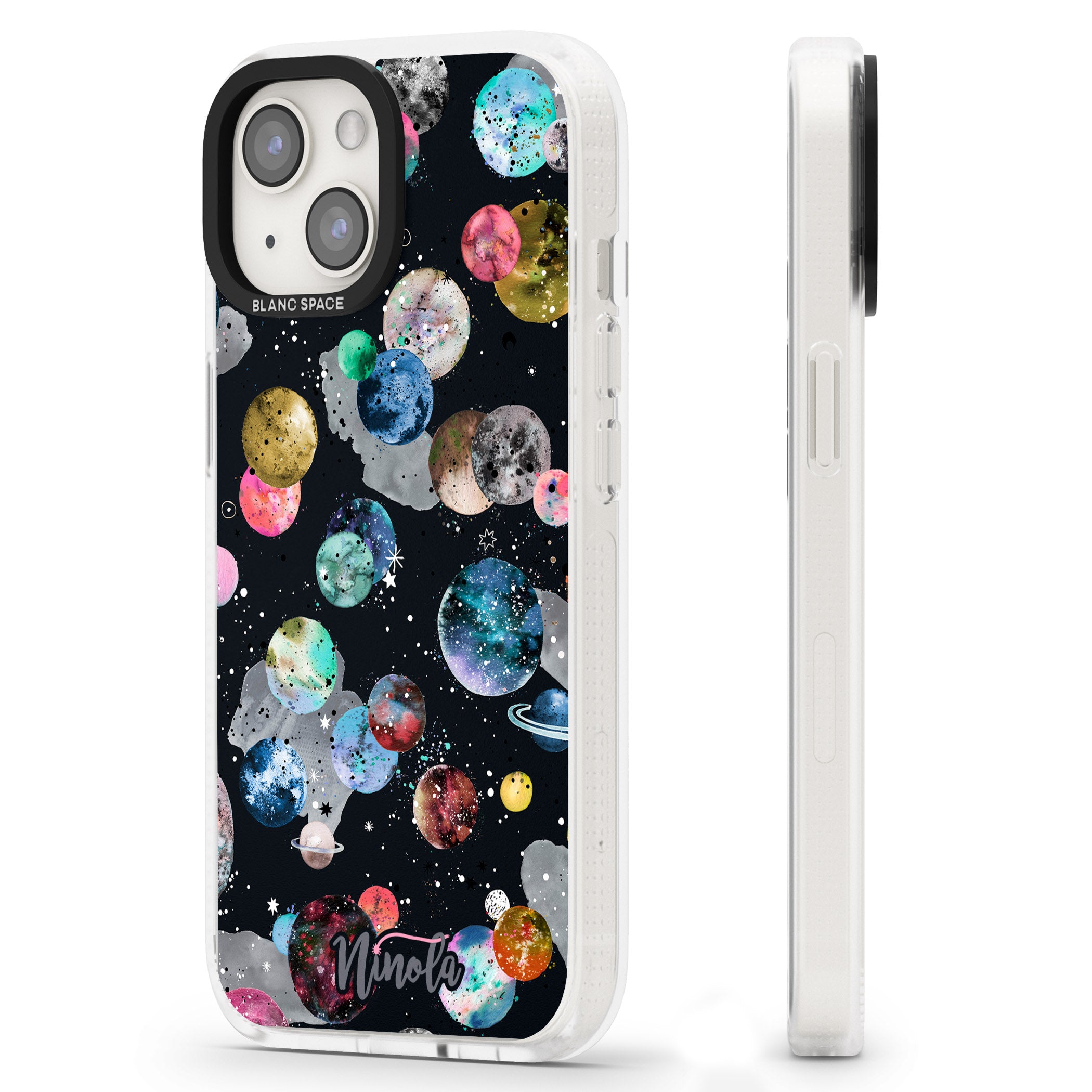 Space Planets iPhone 15 / 14 / 13 Clear Case Impact Air - Blanc Space
