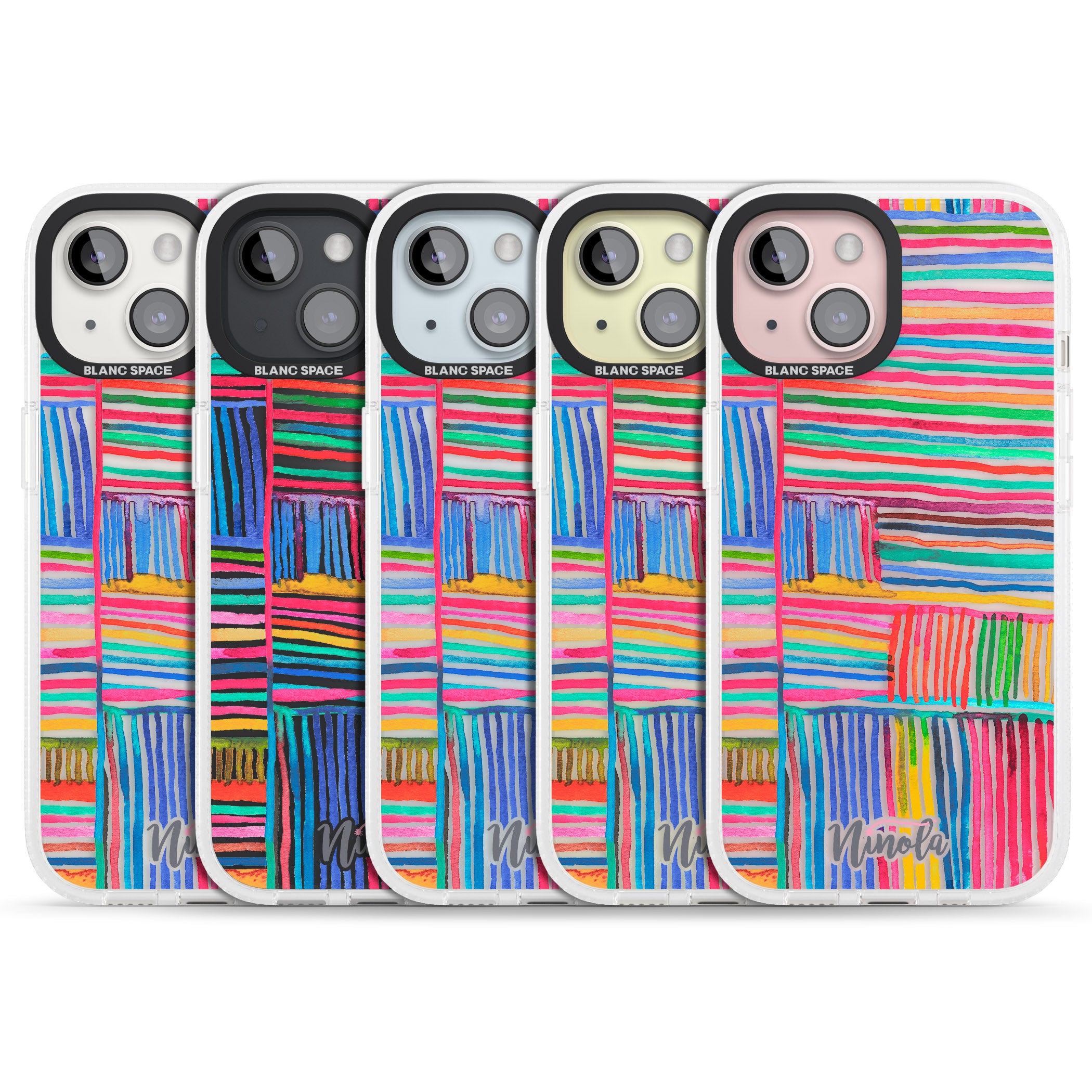 Watercolor Relaxing Lines iPhone 15 / 14 / 13 Clear Case Impact Air - Blanc Space