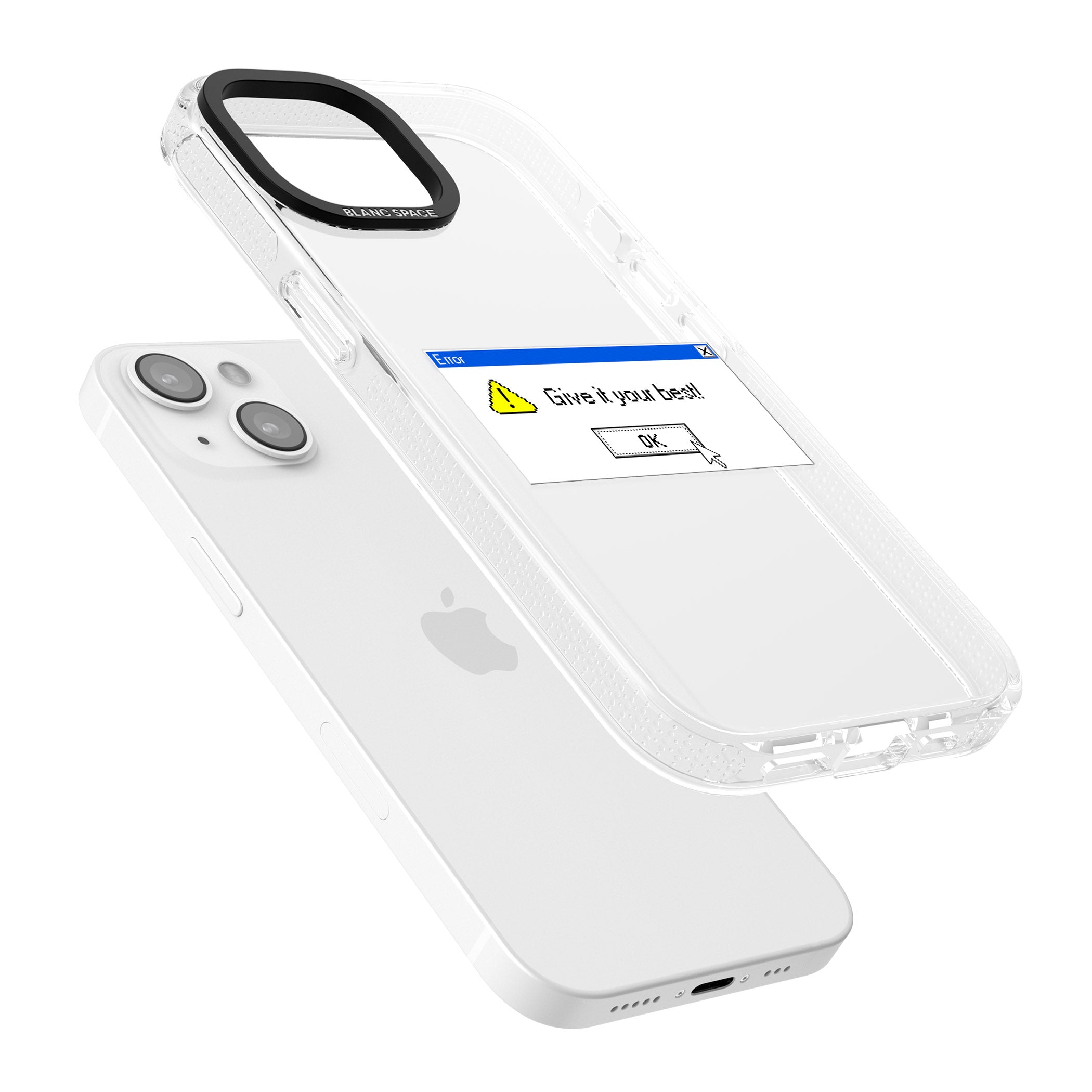 Give it your best.exe iPhone 15 / 14 / 13 Clear Case Impact Air - Blanc Space