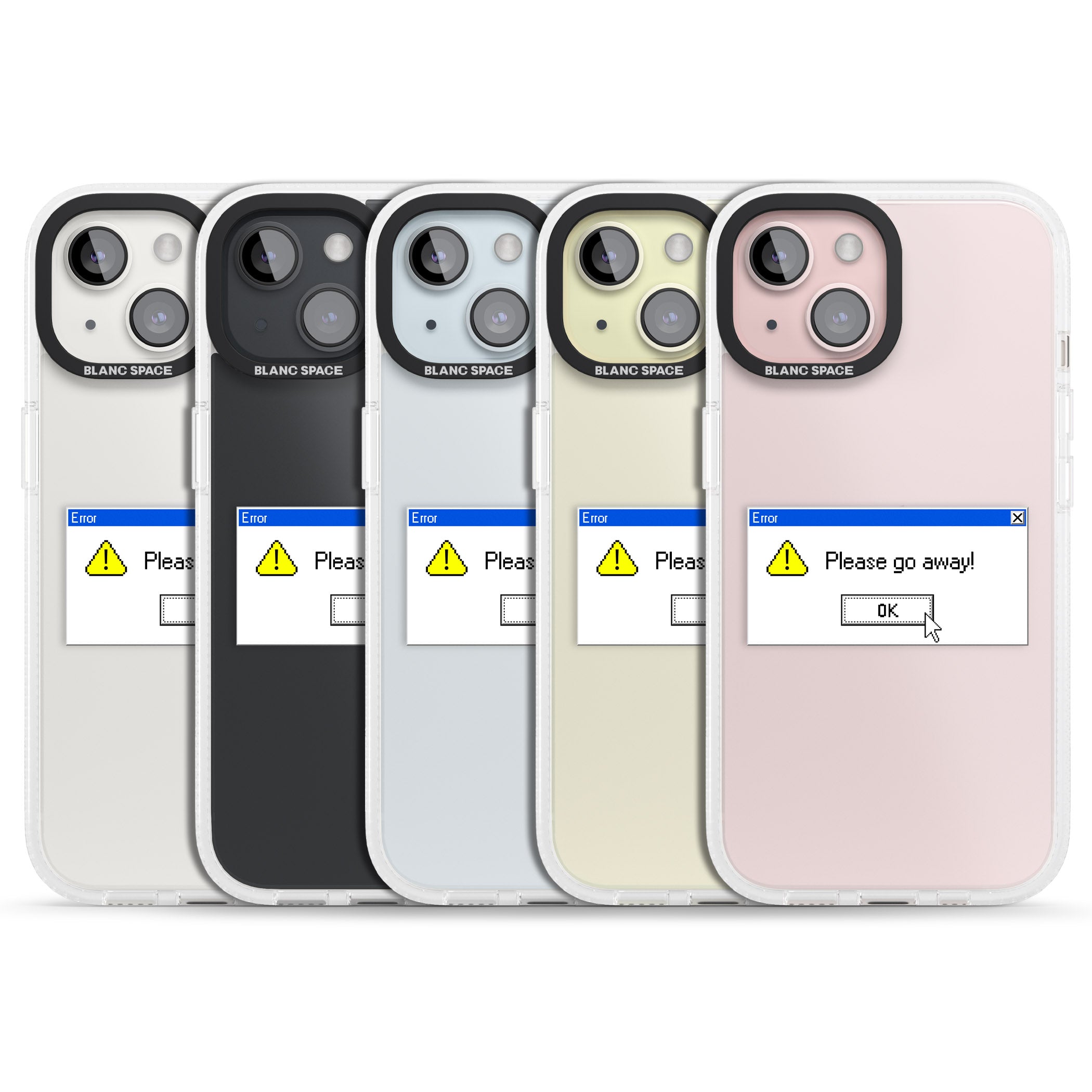 Please go away.exe iPhone 15 / 14 / 13 Clear Case Impact Air - Blanc Space