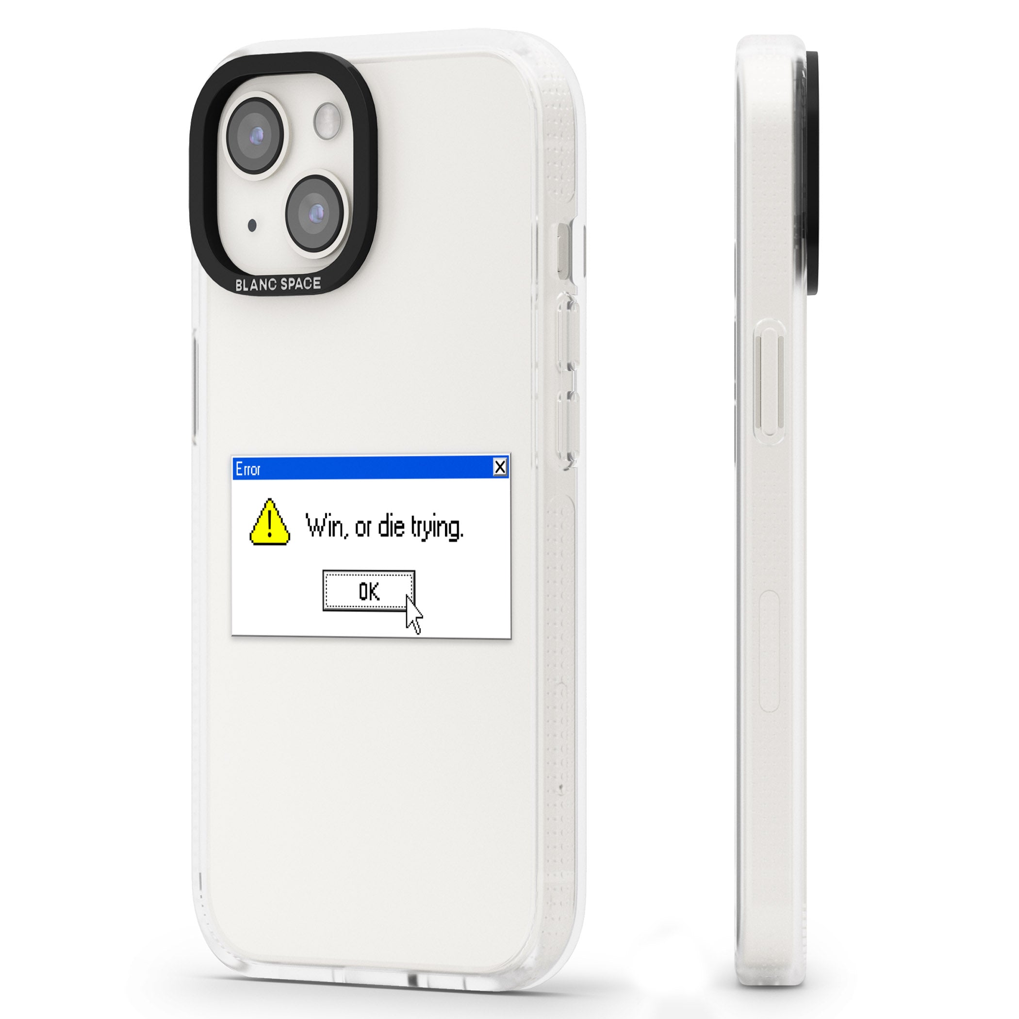 Win or die trying.exe iPhone 15 / 14 / 13 Clear Case Impact Air - Blanc Space