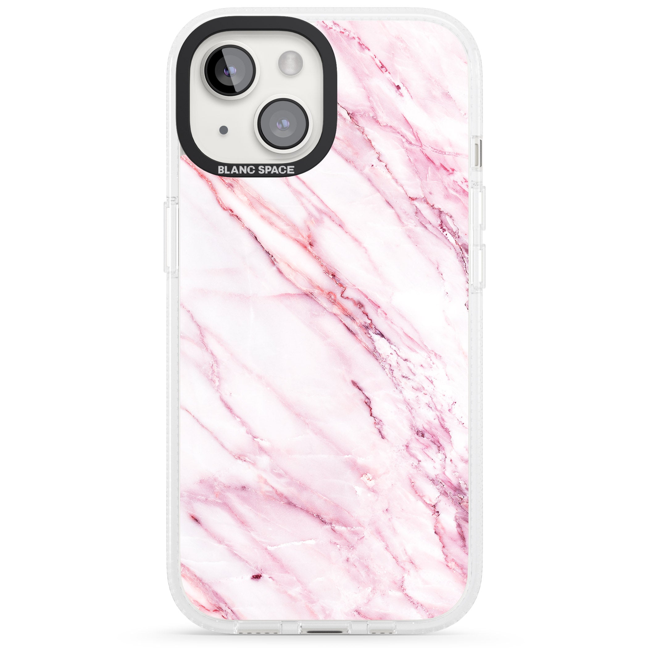 White & Pink Onyx Marble Texture iPhone 15 / 14 / 13 Clear Case Impact Air - Blanc Space