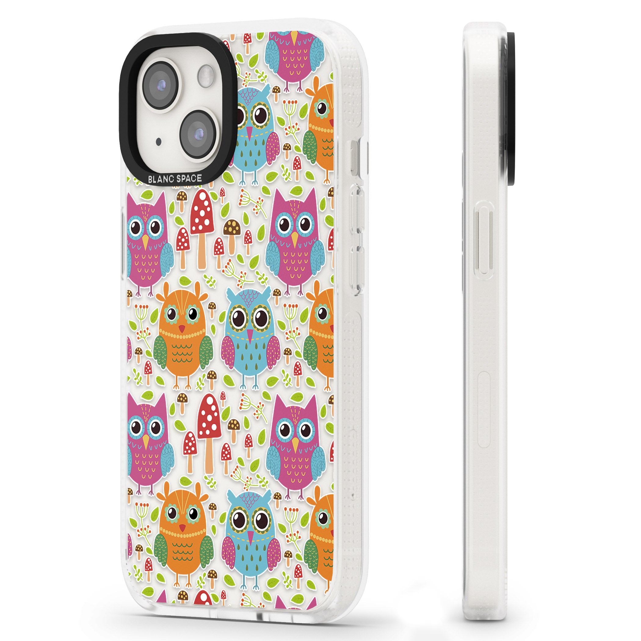Forrest Owl Clear Pattern iPhone 15 / 14 / 13 Clear Case Impact Air - Blanc Space