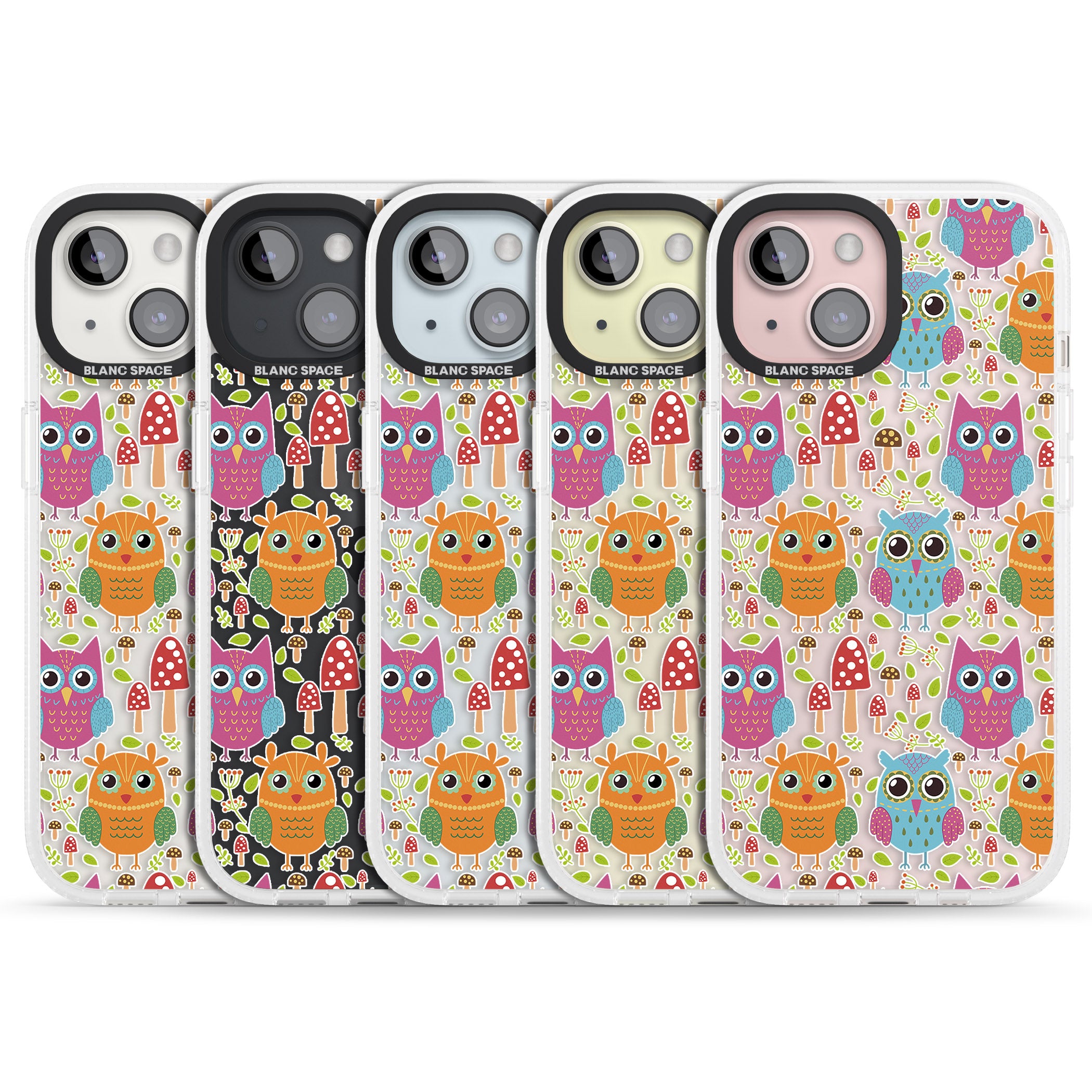 Forrest Owl Clear Pattern iPhone 15 / 14 / 13 Clear Case Impact Air - Blanc Space