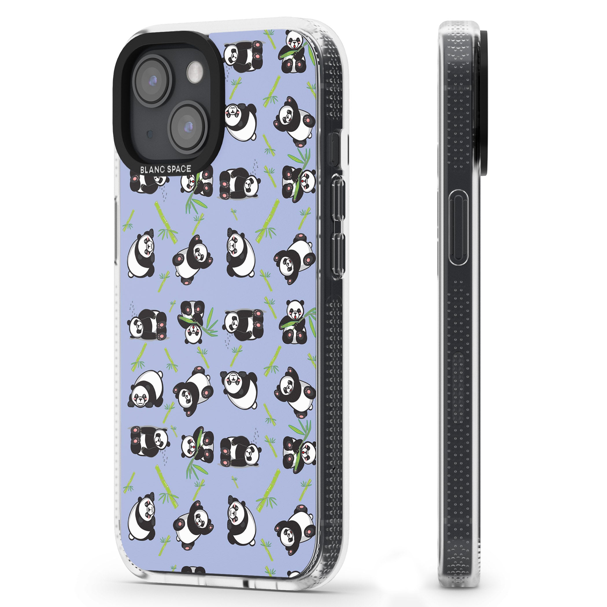 Panda Pattern iPhone 15 / 14 / 13 Clear Case Impact Air - Blanc Space