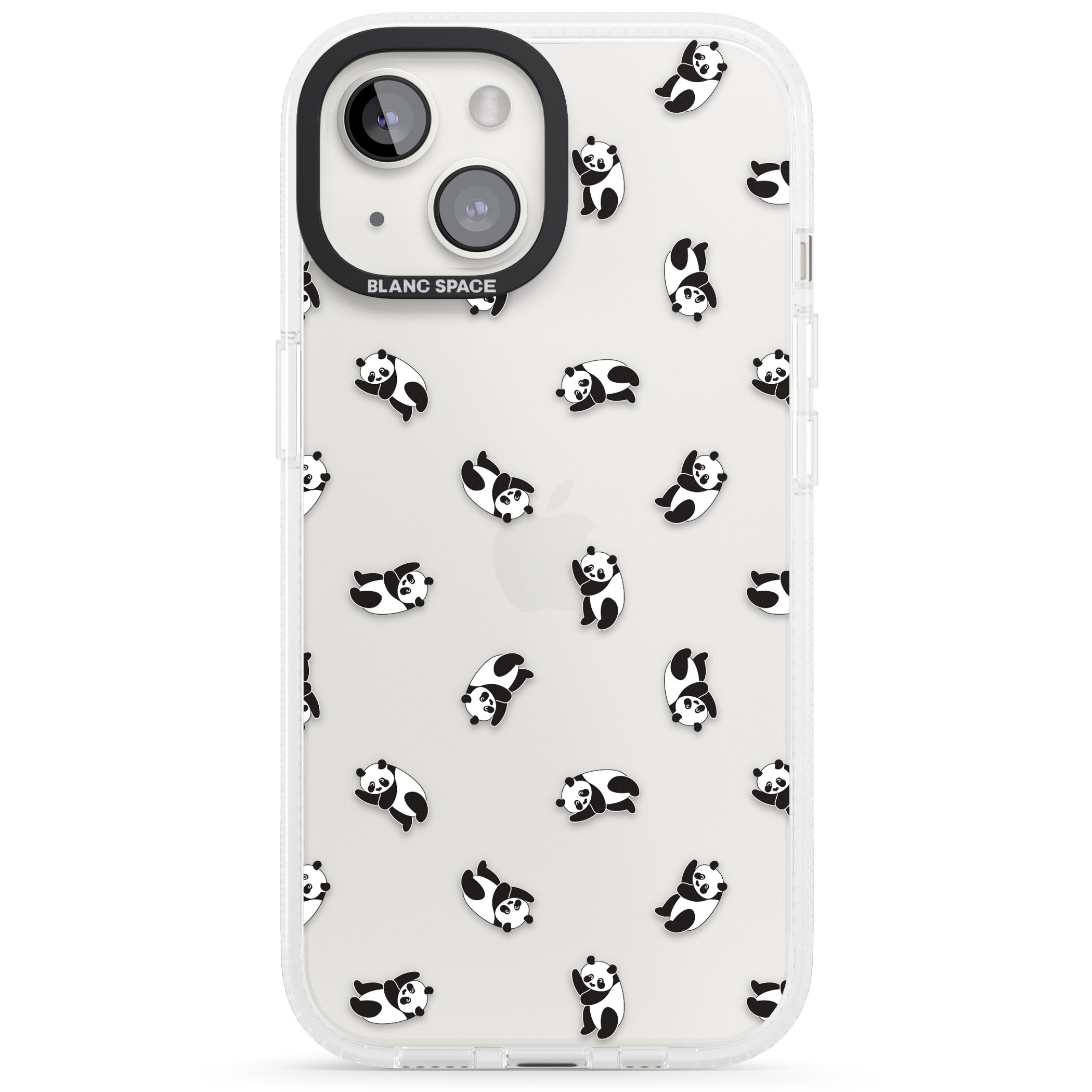 Tiny Panda Pattern iPhone 15 / 14 / 13 Clear Case Impact Air - Blanc Space