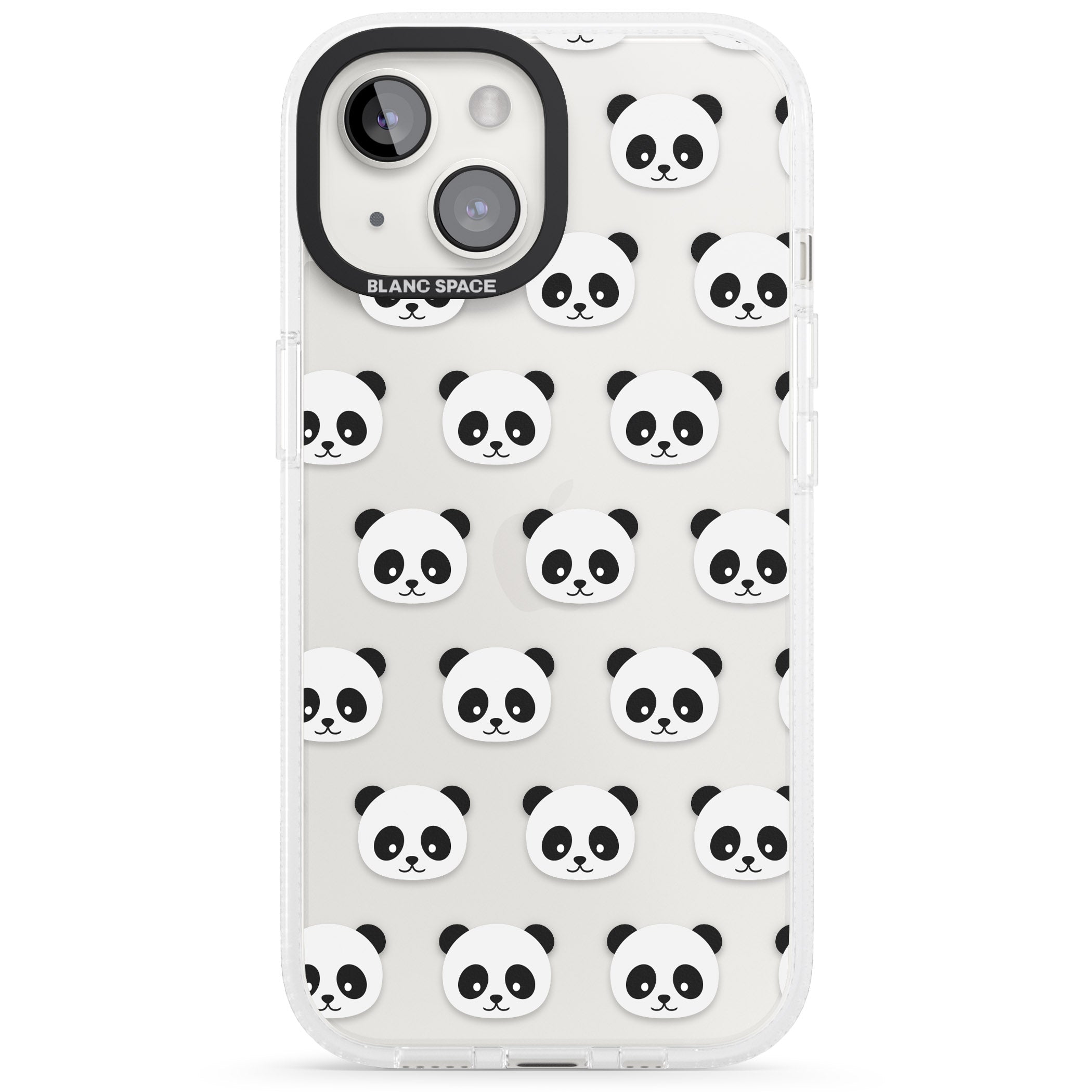 Panda Face Pattern iPhone 15 / 14 / 13 Clear Case Impact Air - Blanc Space