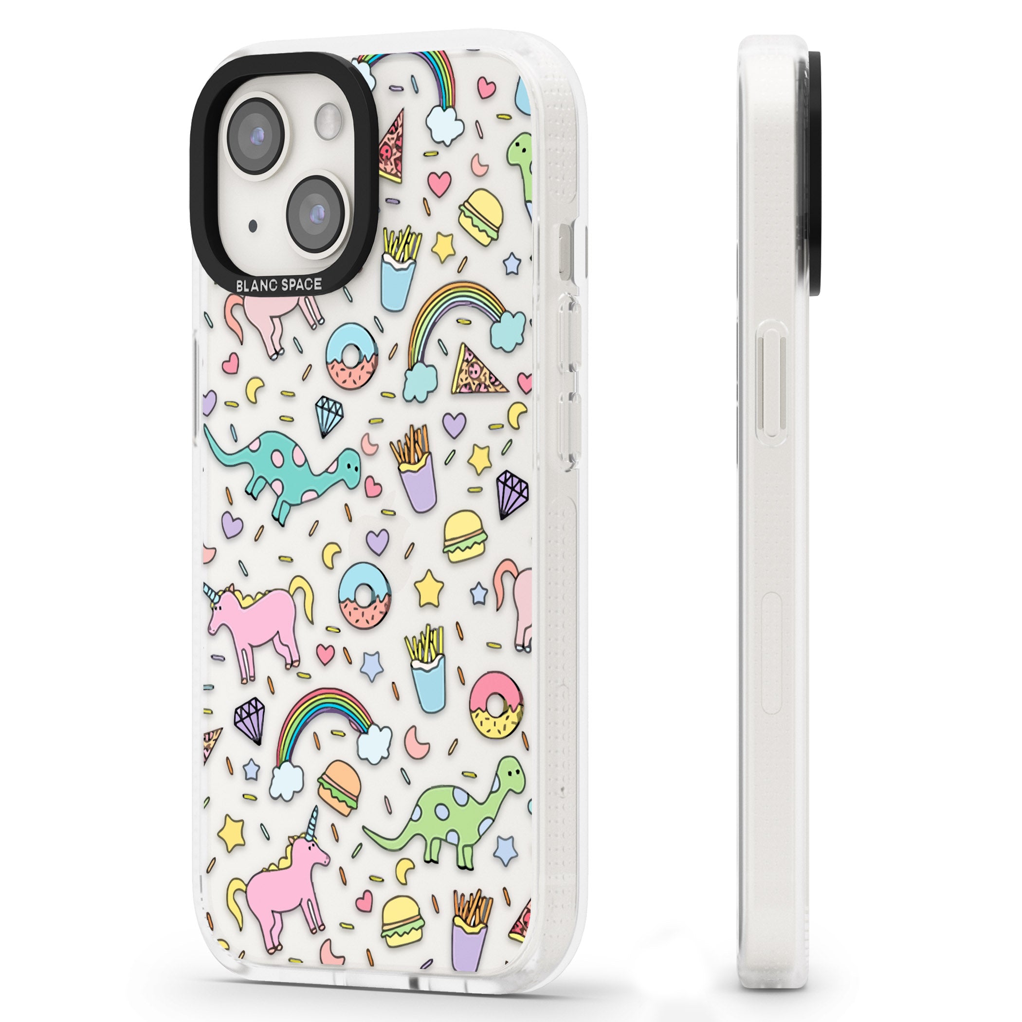 Cute Pattern iPhone 15 / 14 / 13 Clear Case Impact Air - Blanc Space