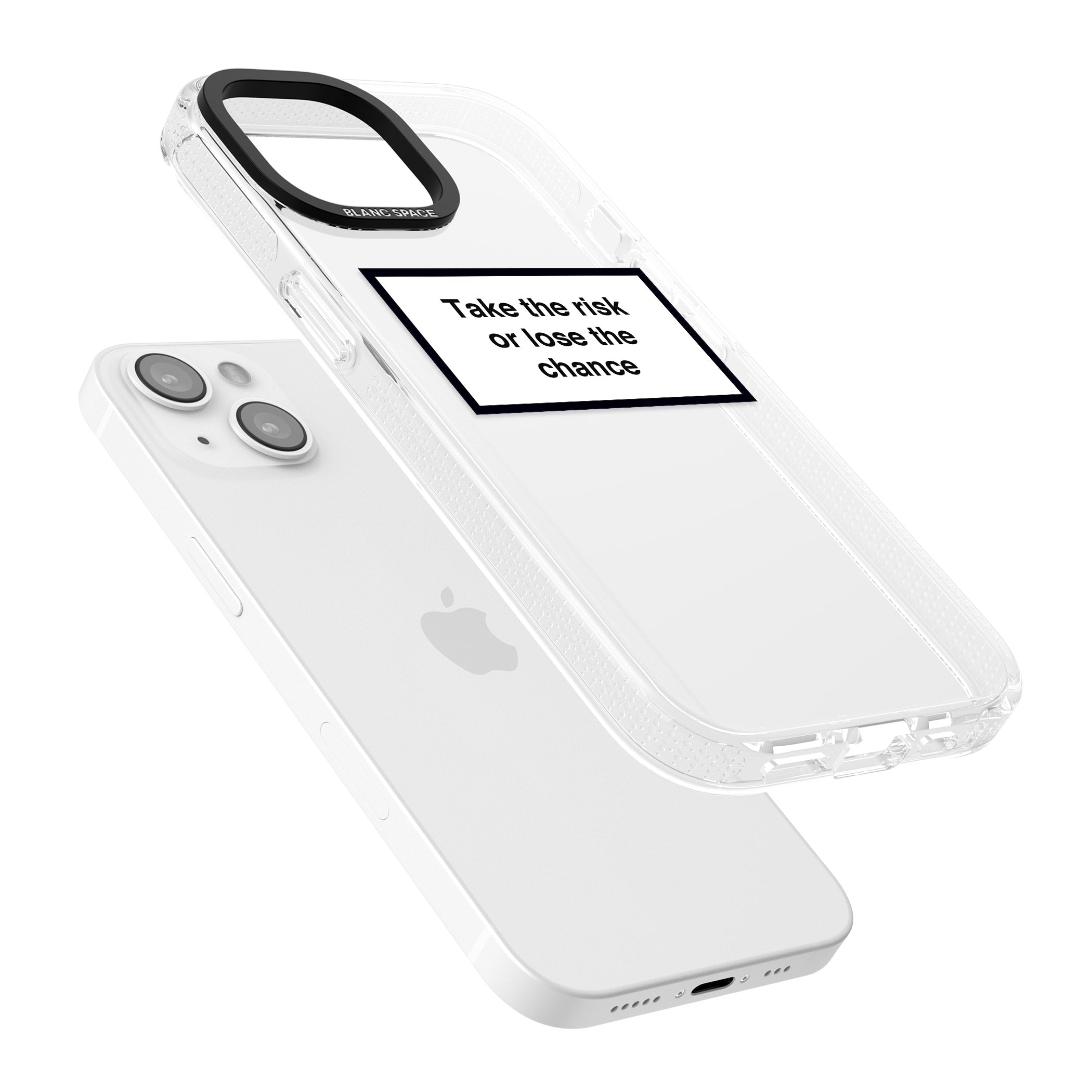 Take the risk or lose the chance iPhone 15 / 14 / 13 Clear Case Impact Air - Blanc Space