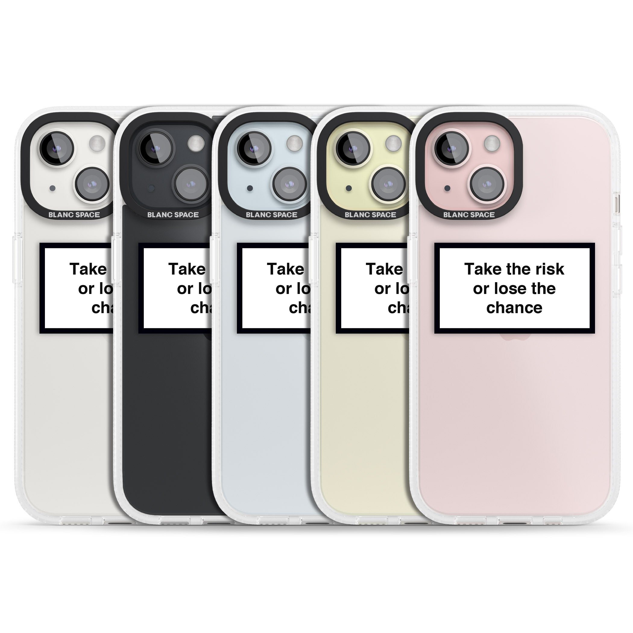 Take the risk or lose the chance iPhone 15 / 14 / 13 Clear Case Impact Air - Blanc Space