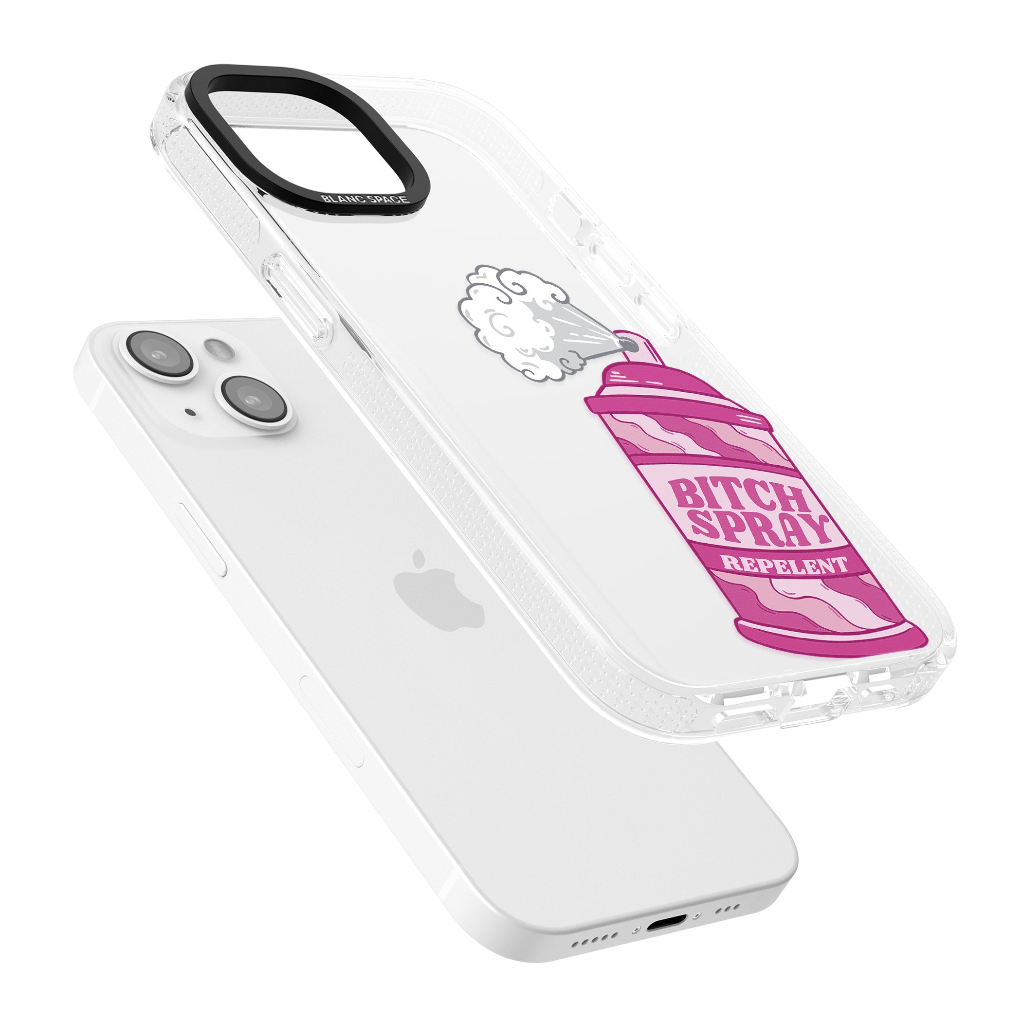 B*tch Spray iPhone 15 / 14 / 13 Clear Case Impact Air - Blanc Space