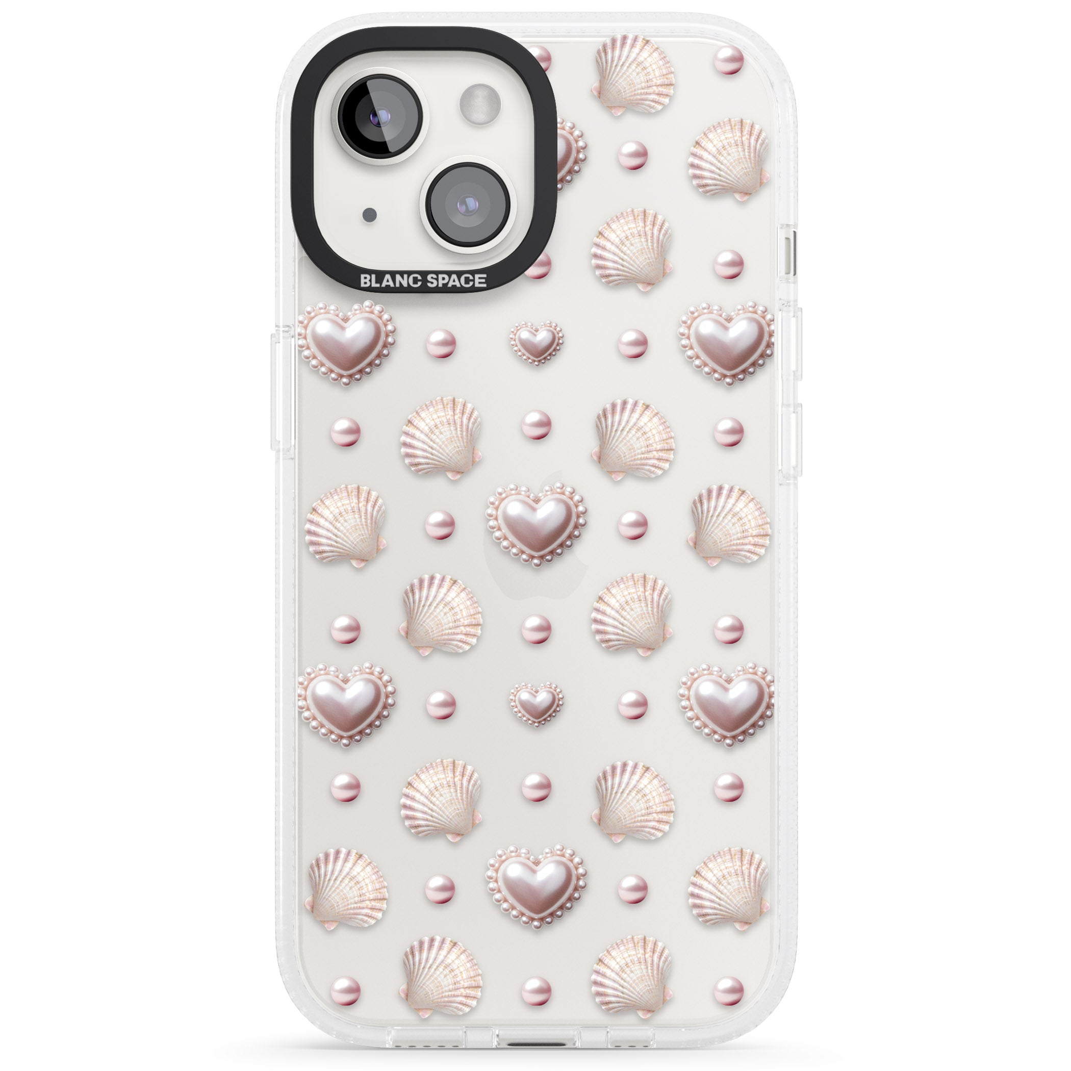Pearl Hearts iPhone 15 / 14 / 13 Clear Case Impact Air - Blanc Space