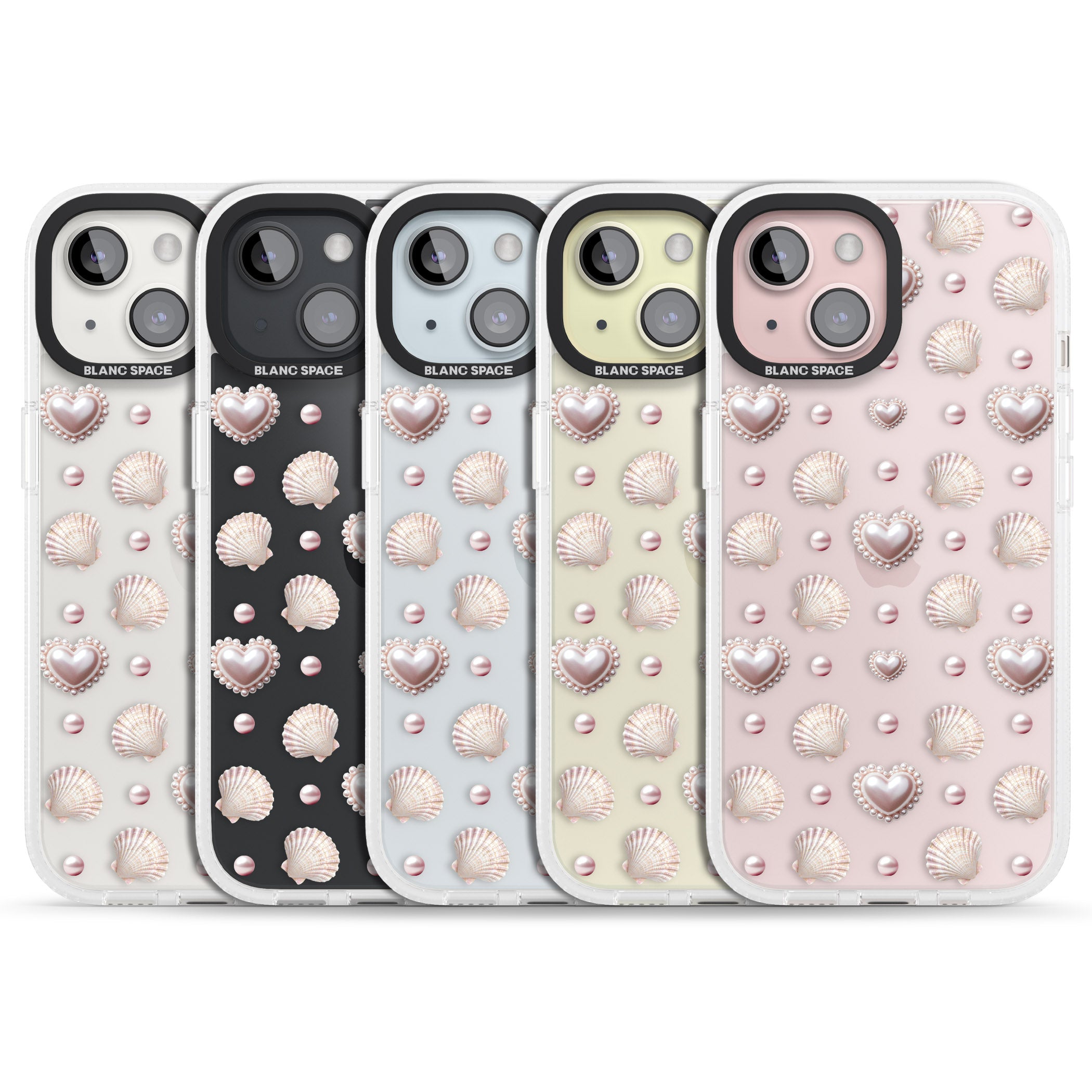 Pearl Hearts iPhone 15 / 14 / 13 Clear Case Impact Air - Blanc Space