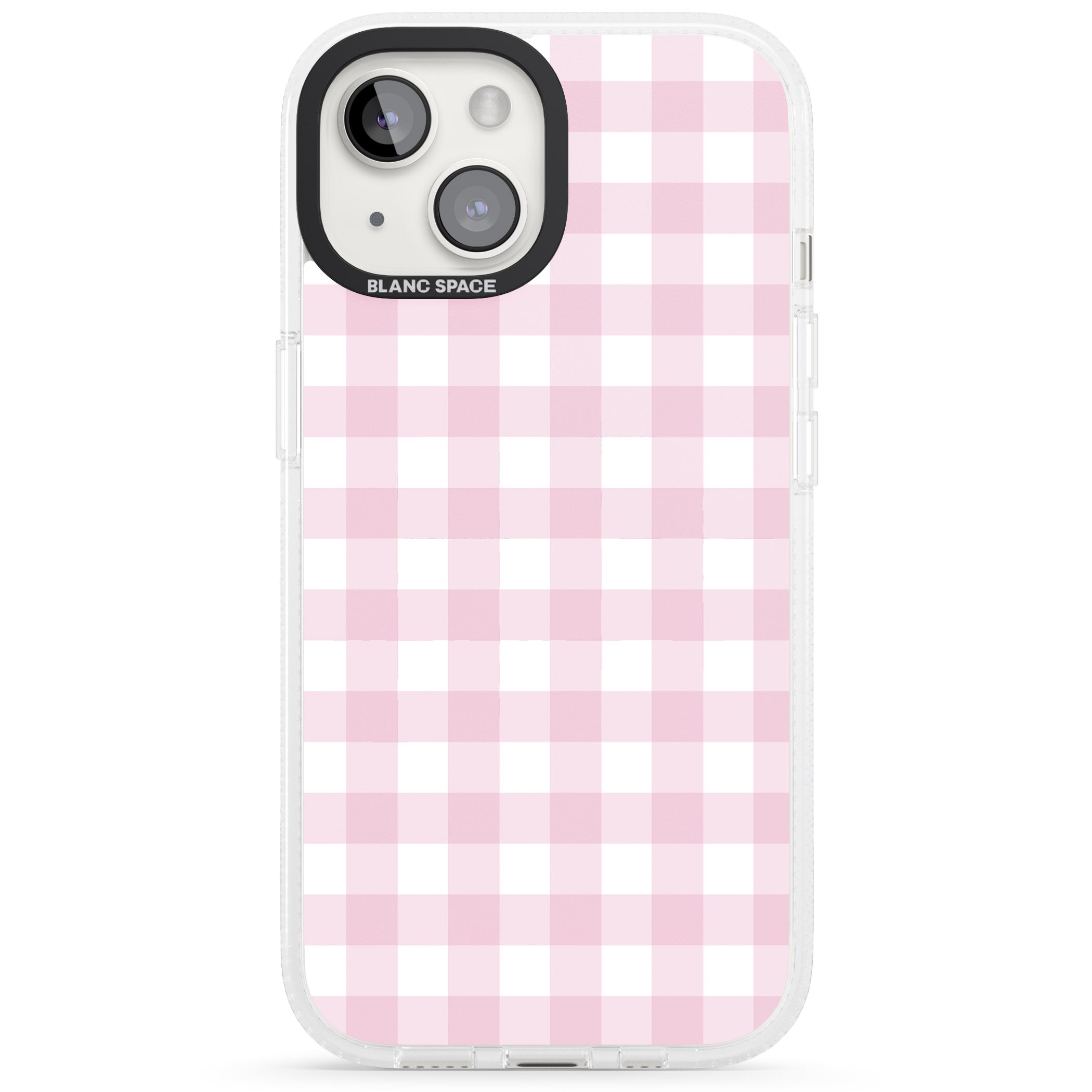 Pink Gingham Pattern iPhone 15 / 14 / 13 Clear Case Impact Air - Blanc Space