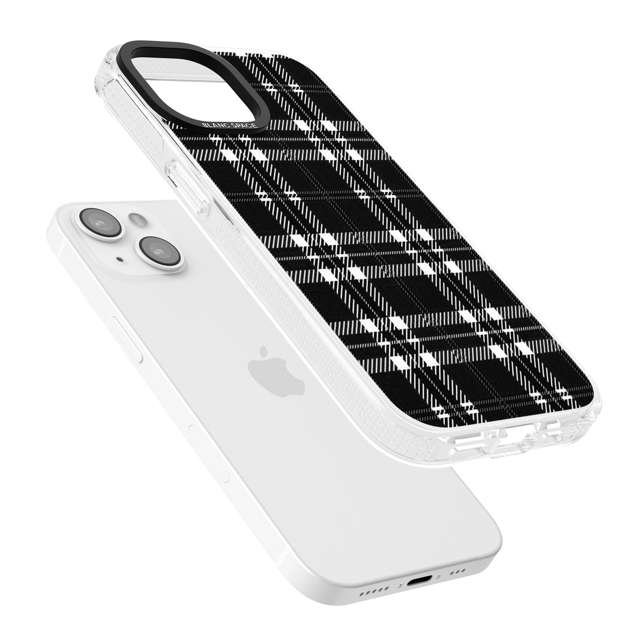 Divine Black Plaid iPhone 15 / 14 / 13 Clear Case Impact Air - Blanc Space
