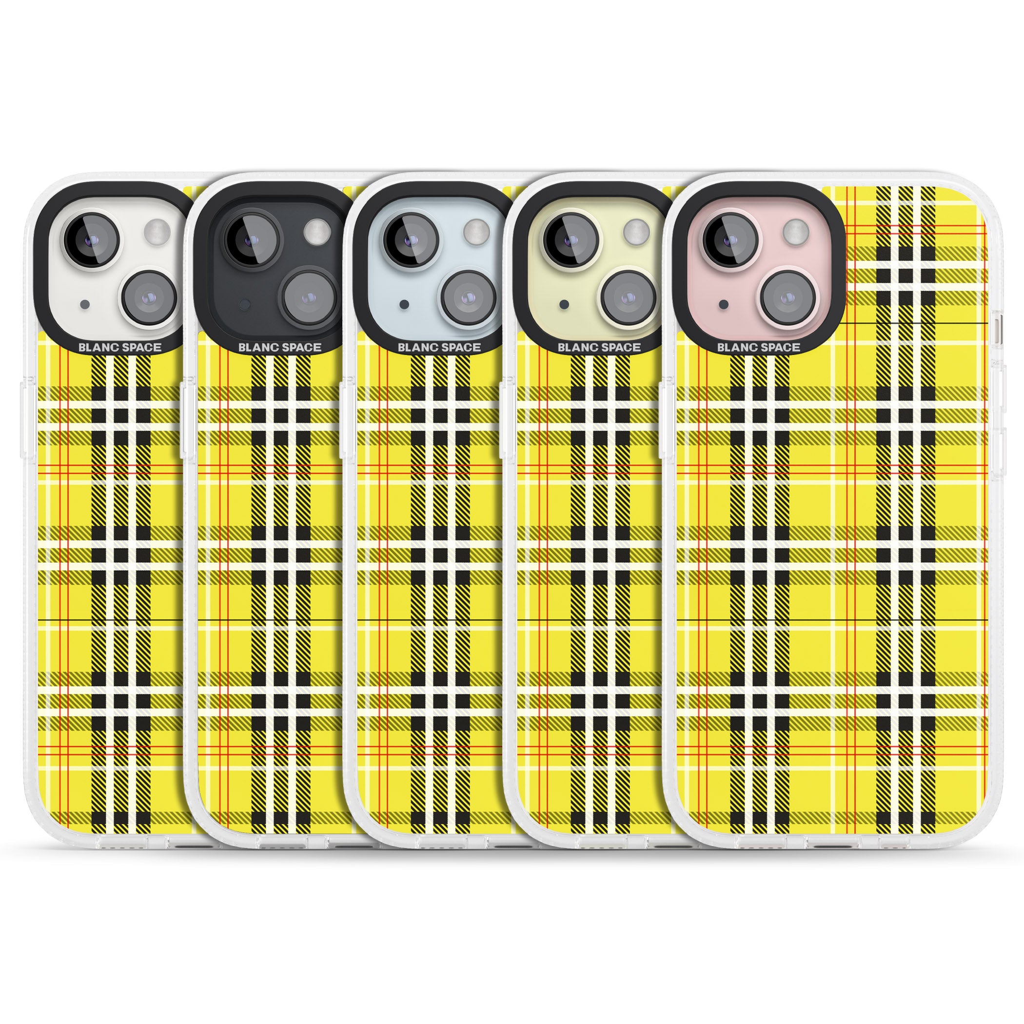 Yellow Plaid iPhone 15 / 14 / 13 Clear Case Impact Air - Blanc Space