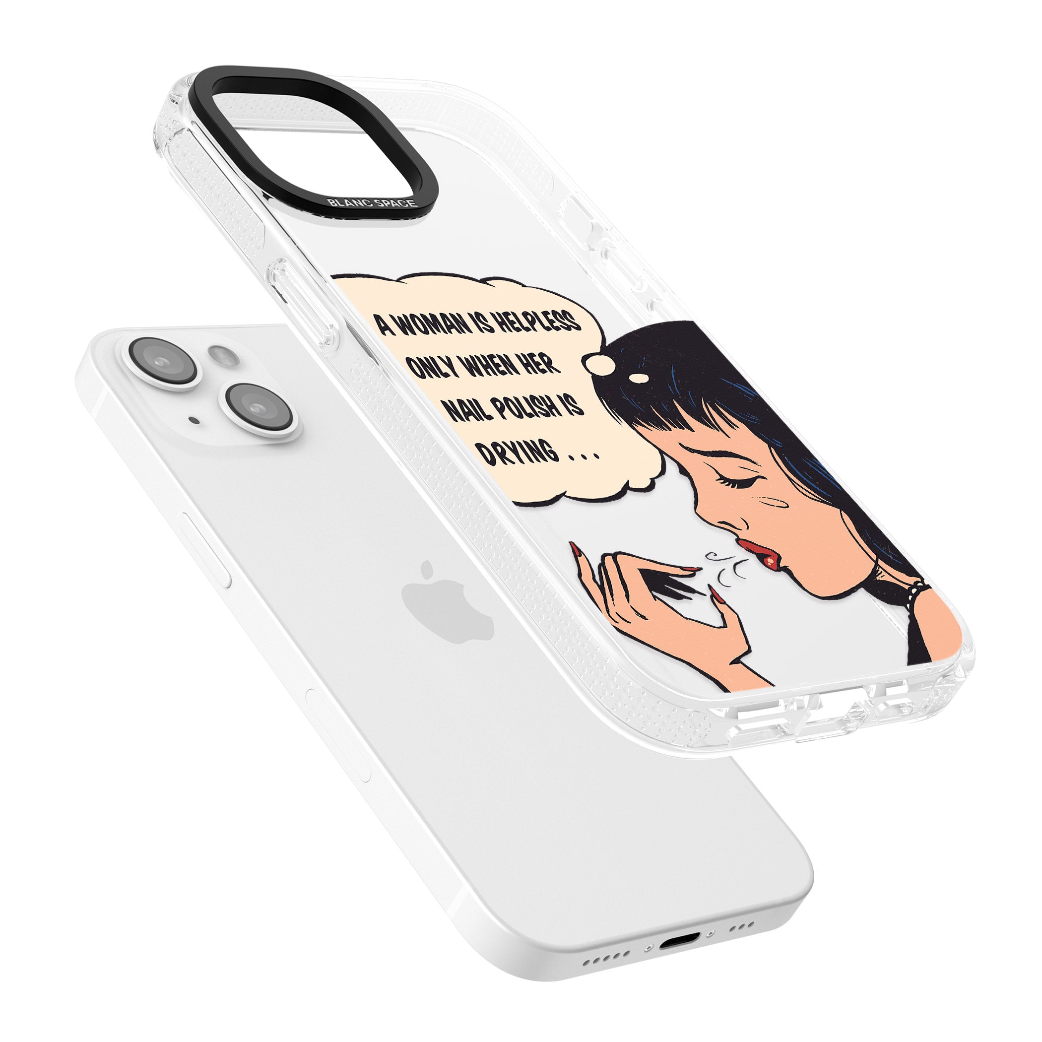 Drying Nails - Pop Art iPhone 15 / 14 / 13 Clear Case Impact Air - Blanc Space